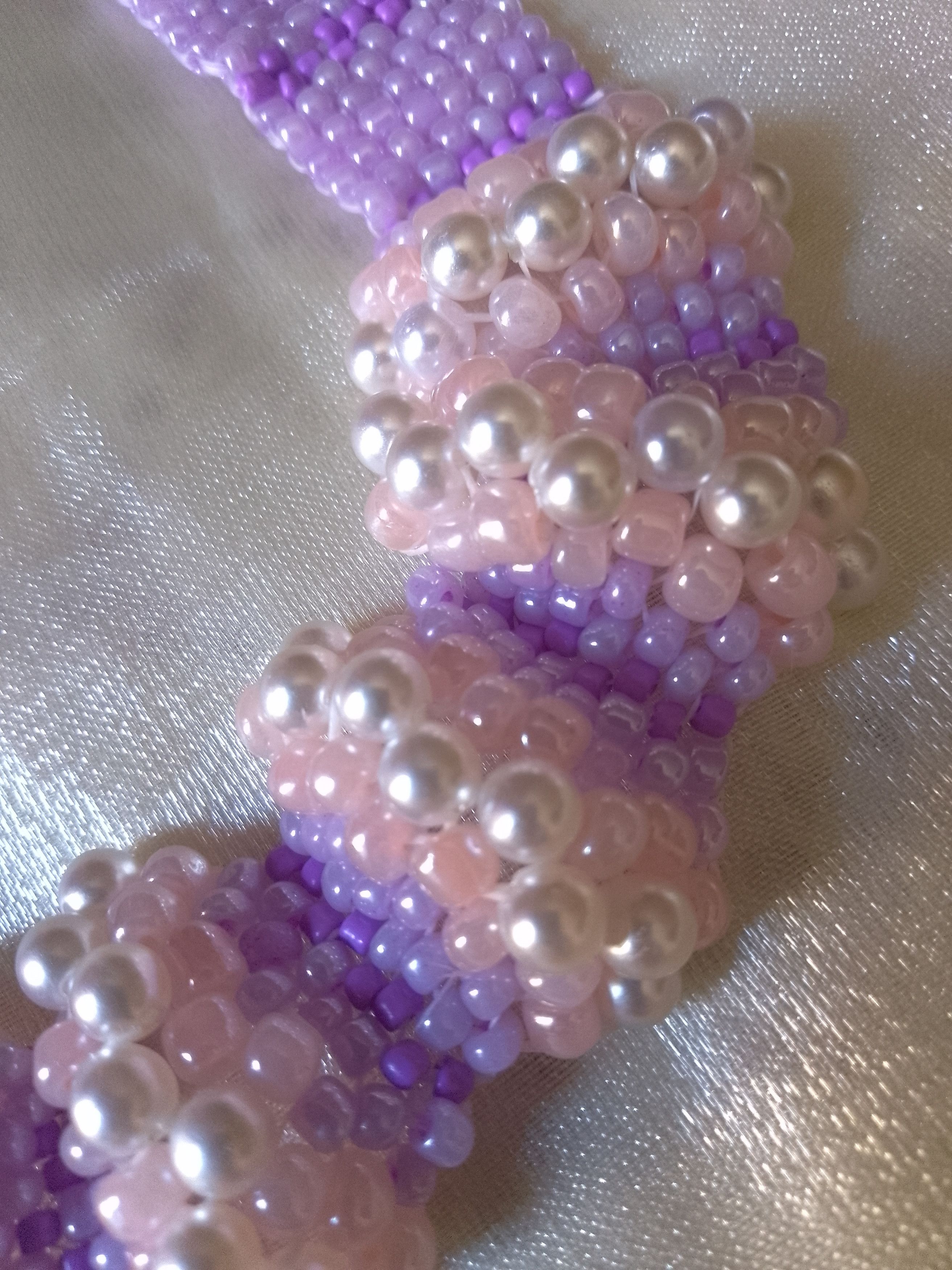 Handmade Necklace Pearls Ivory Soft Purple Elegant Wedding Party Size ONE SIZE - 5 Thumbnail