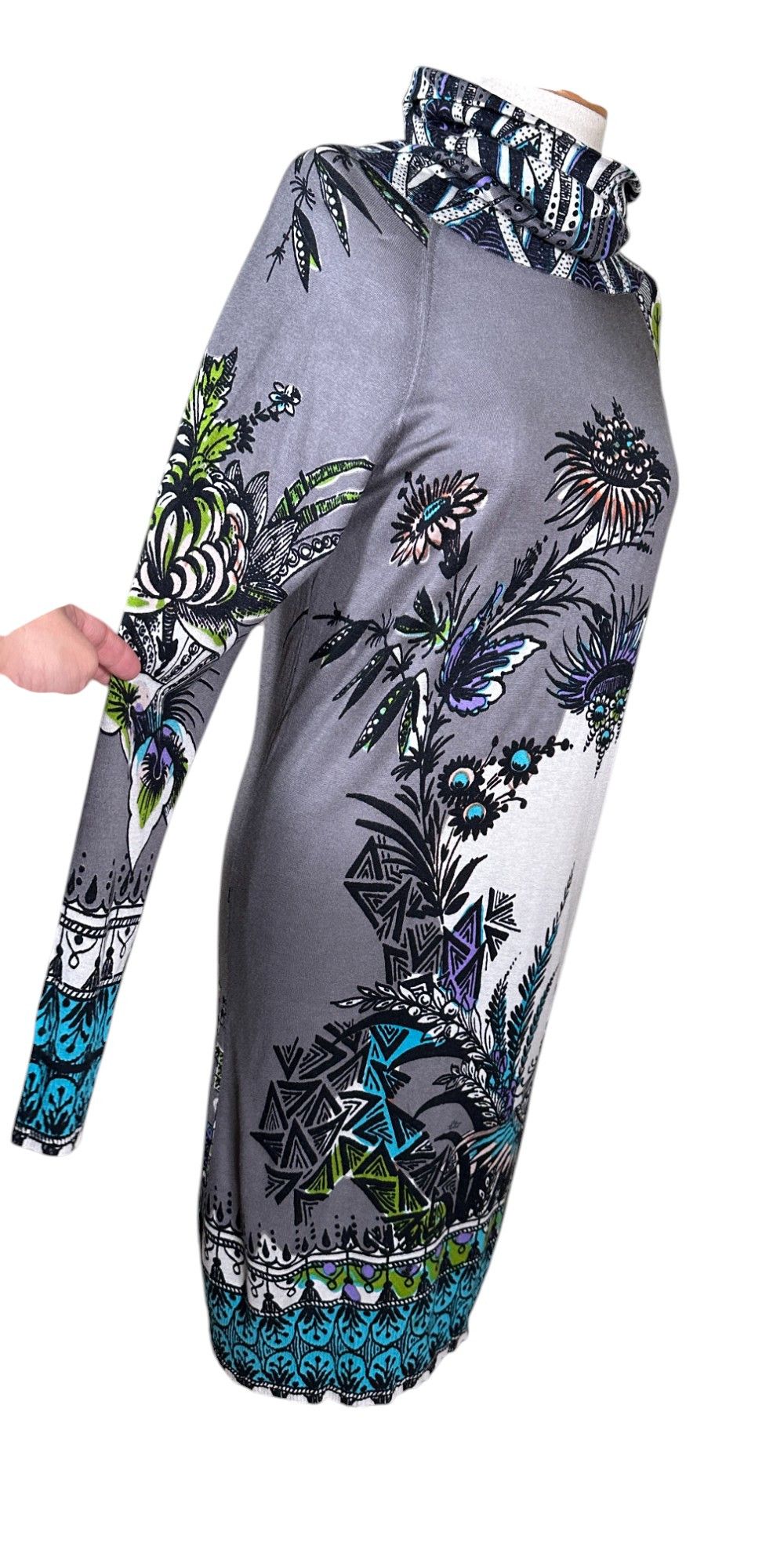 Etro Cashmere Silk Midi Dress Size L / US 10 / IT 46 - 3 Thumbnail