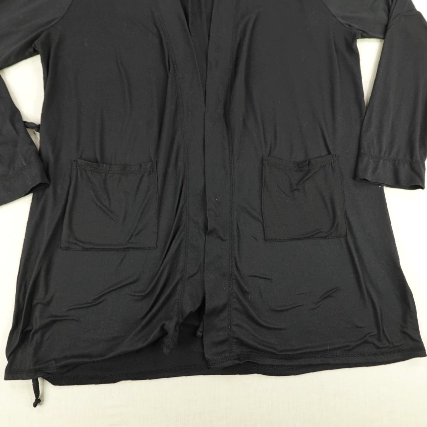 Juicy Couture Juicy Couture Cardigan Sweater Womens Medium Black Open Tie Front Wrap Knit Y2K Pocketed Lightweight Breathable Casual Size M / US 6-8 / IT 42-44 - 4 Thumbnail