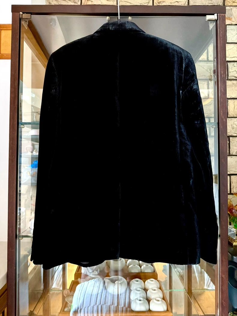 Saint Laurent Paris Saint Laurent Paris 20fw runway black velvet striped three Size 48R - 4 Thumbnail