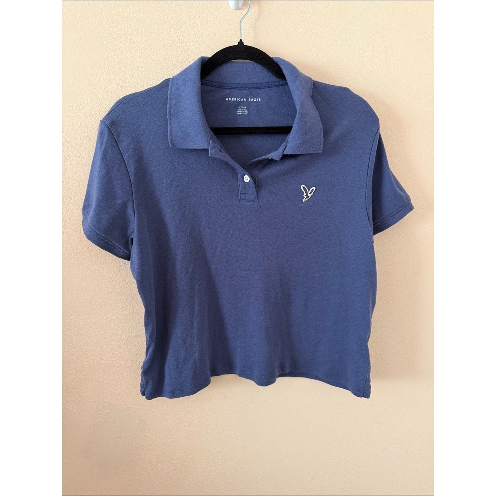 American Eagle Outfitters American Eagle Cropped Polo Tee in Indigo Size Womens Large Size L / US 10 / IT 46 - 1 Thumbnail
