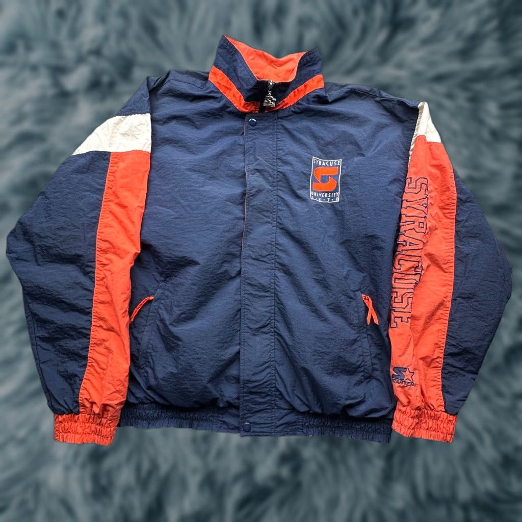 Starter VINTAGE 90s Starter Syracuse University Full Zip Windbreaker Jacket Mens XL Navy Orange Windbreaker Jacket Size US XL / EU 56 / 4 - 1 Thumbnail