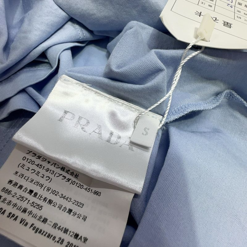Prada Prada Logo Pocket Cotton TShirt in Light Blue-2506 Size US S / EU 44-46 / 1 - 7 Thumbnail