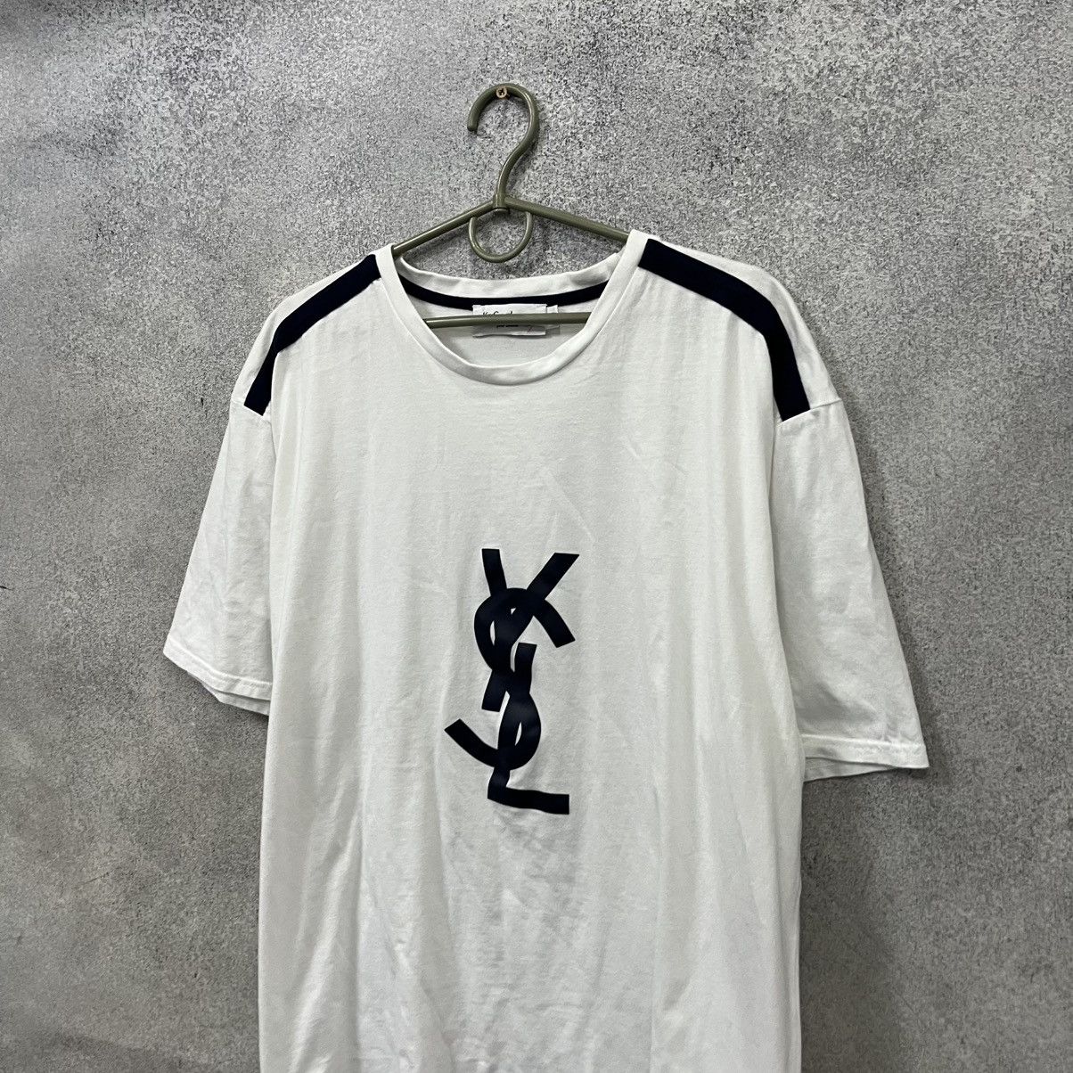 Yves Saint Laurent Vintage YSL Yves Saint Lauren T-Shirt Big Logo White Size US XL / EU 56 / 4 - 2 Thumbnail