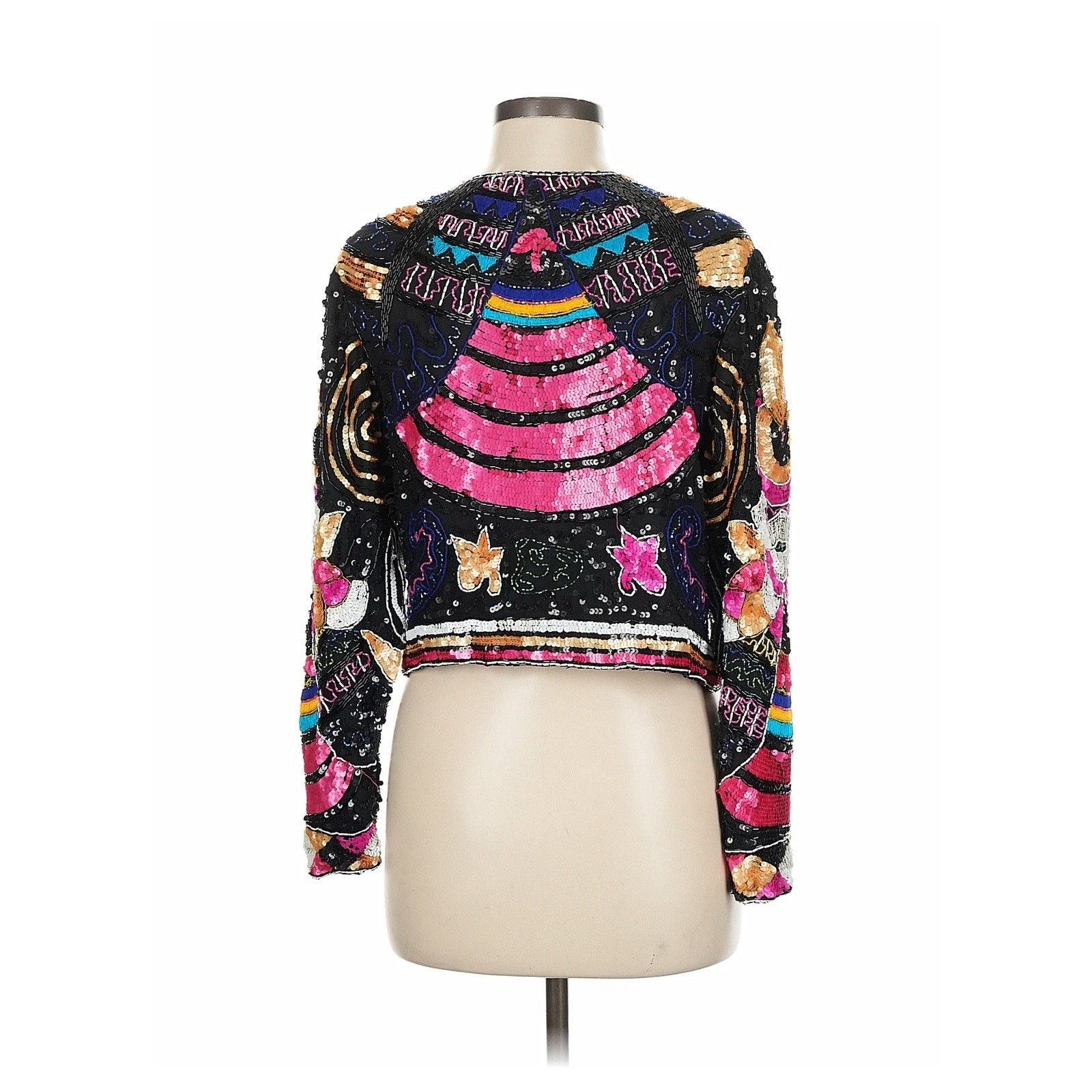 Vintage Creative Creations Silk Beaded Sequin Cropped Jacket M Size M / US 6-8 / IT 42-44 - 2 Thumbnail