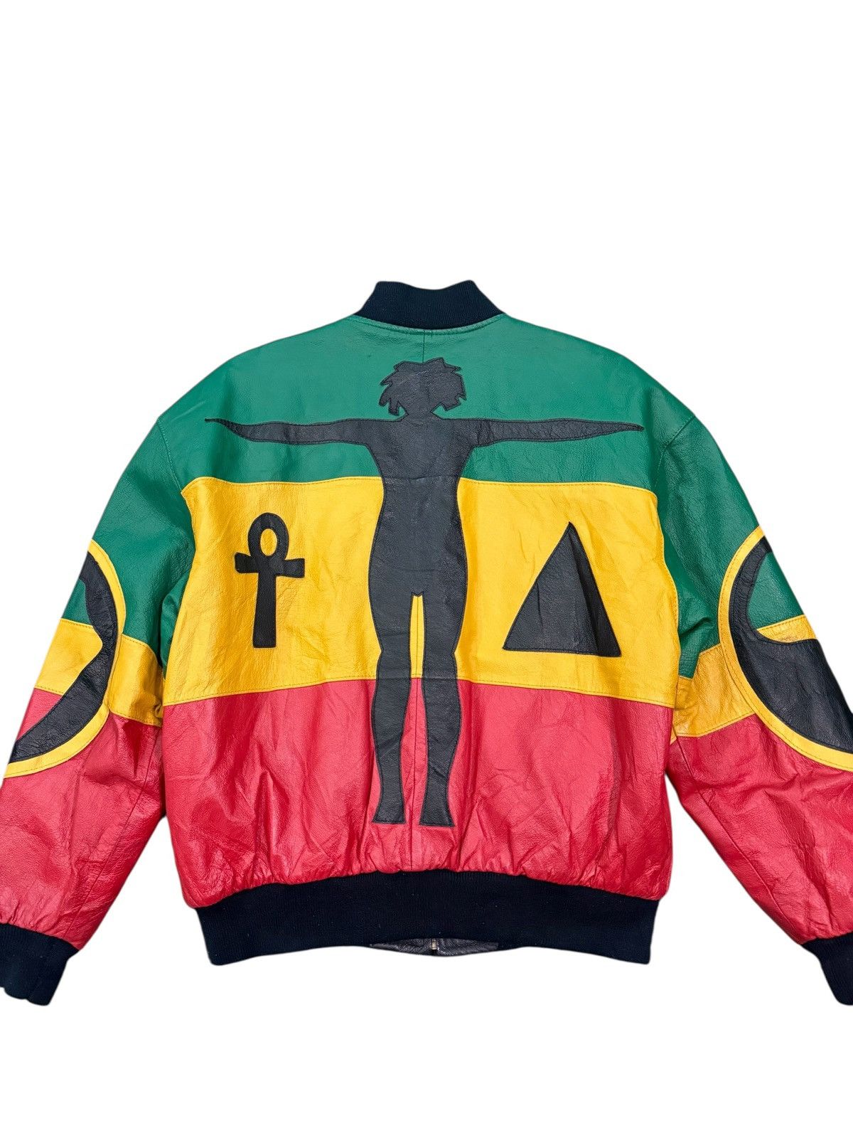 Michael Hoban RARE VINTAGE MICHAEL HOBAN RASTA LEATHER BOMBERS JACKET Size US M / EU 48-50 / 2 - 8 Thumbnail