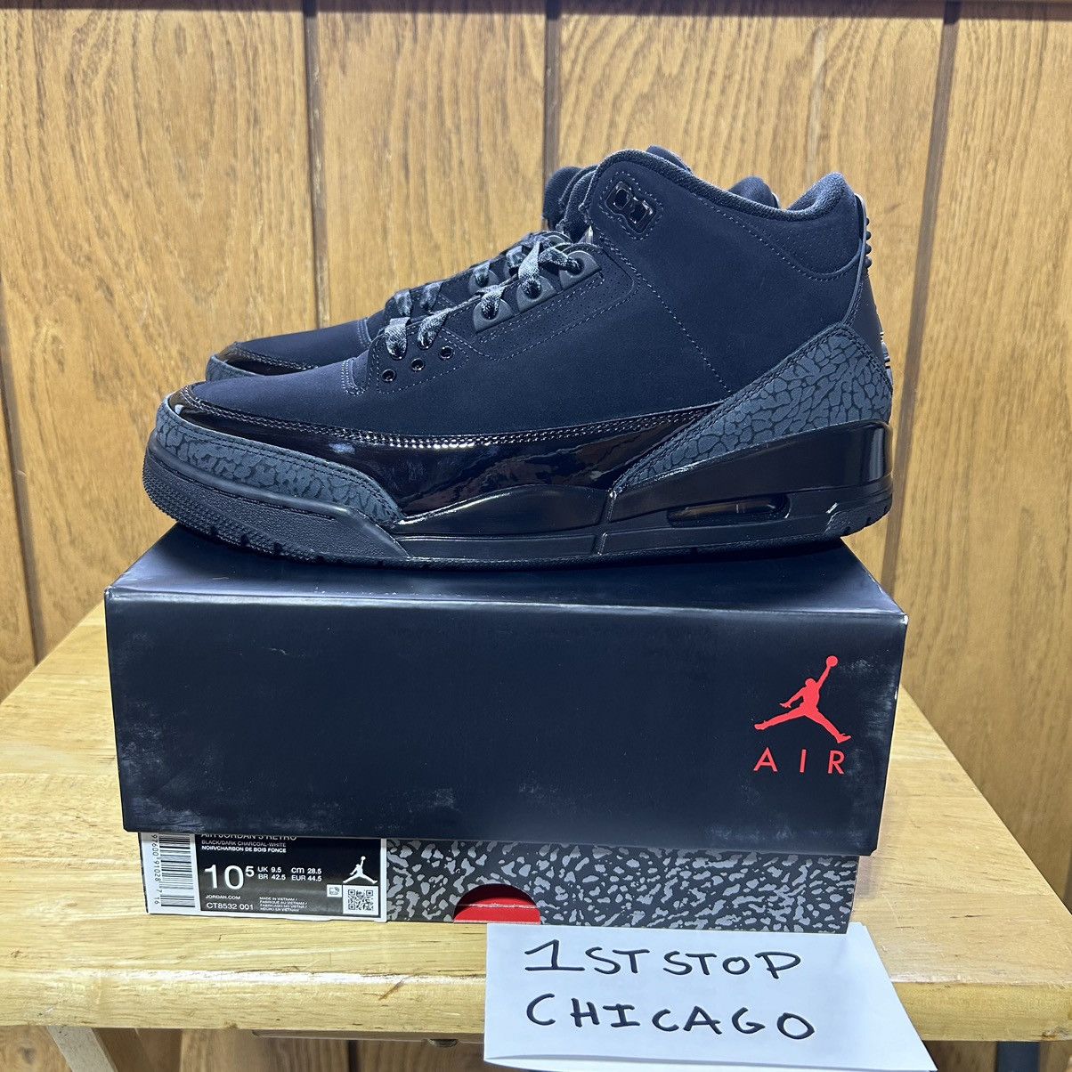 Designer × Jordan Brand × Nike Air Jordan 3 Retro Black Cat 2025 CT8532-001 Men’s 10.5 NEW Size US 10.5 / EU 43-44 - 6 Thumbnail