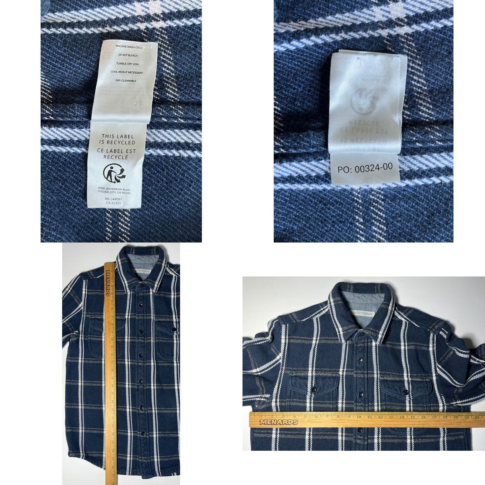 Outerknown Outerknown Men’s Blanket Shirt Plaid 100% Organic Cotton Sz S Navy Blue Button-Up Long Sleeve Pockets Vintage Mens Size US S / EU 44-46 / 1 - 8 Thumbnail