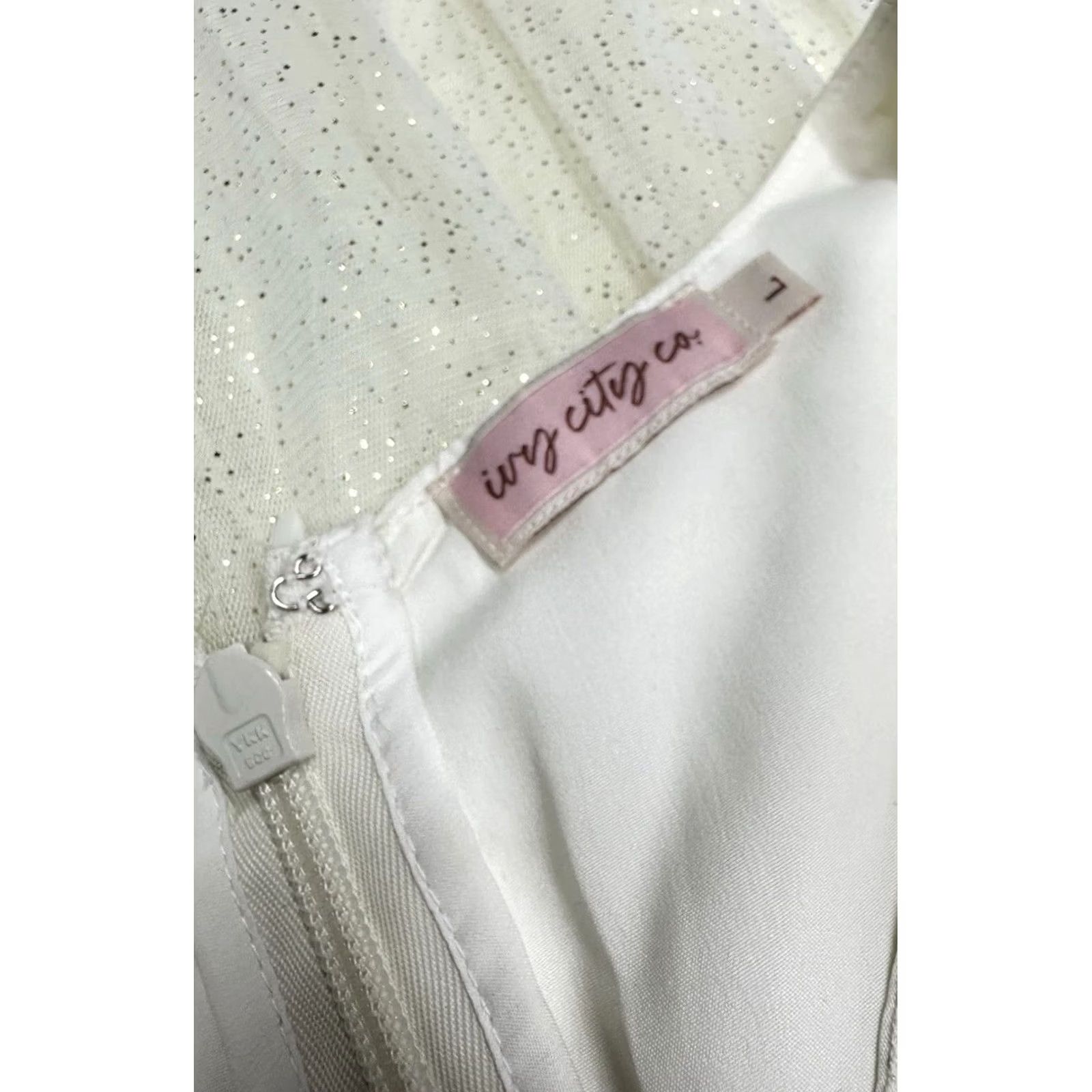 Vintage Ivy City Co. Steal Tulle Cream & Gold Glitter Long Sleeve Dress Women's Large Size L / US 10 / IT 46 - 6 Thumbnail