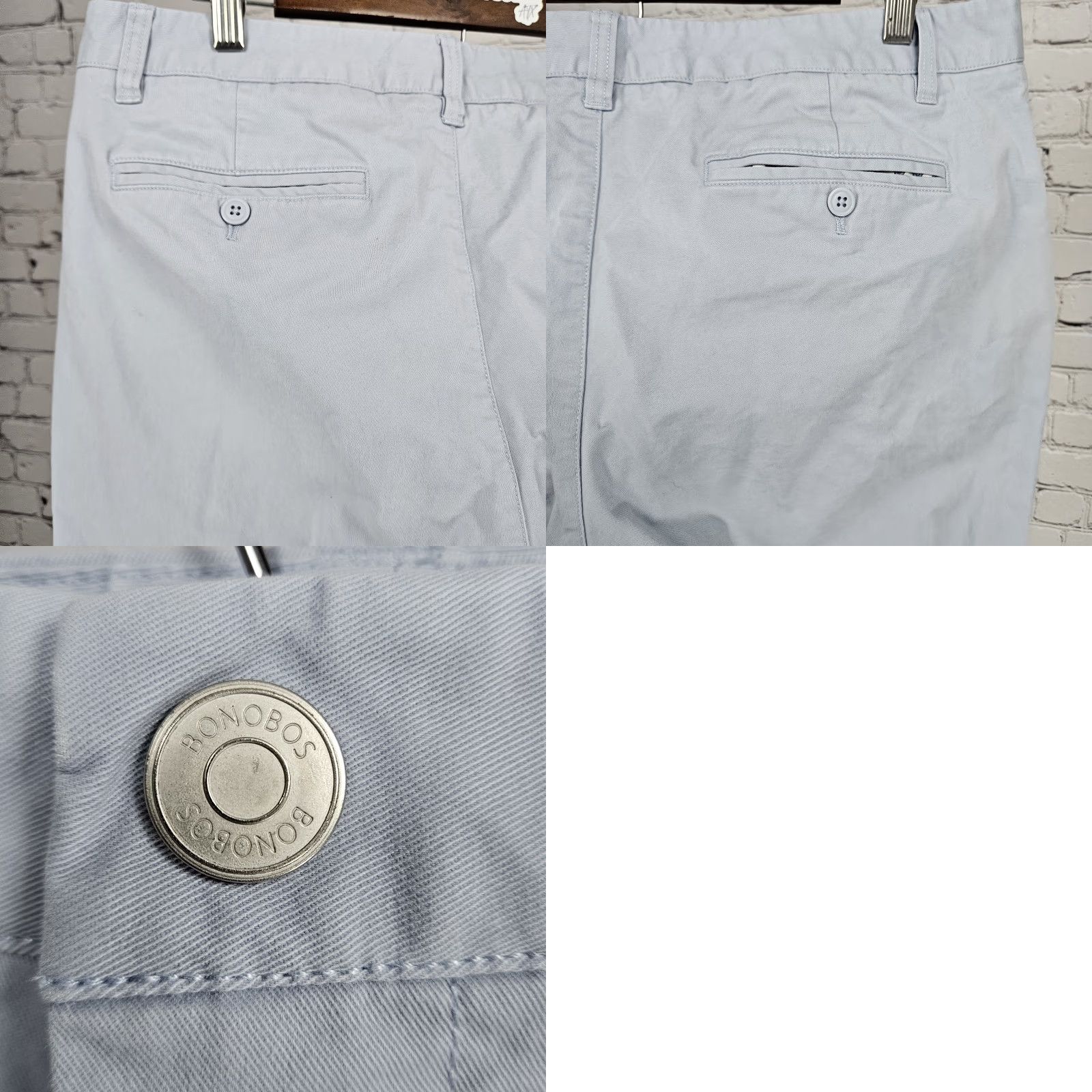 Bonobos Bonobos Blue Straight Leg Cotton Stretch Flat Front Chino Pants 35x32 Size US 35 - 9 Thumbnail
