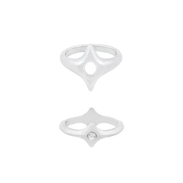 Jewelry Silver Geometric Modern Rings, Unique Statement Jewelry Size ONE SIZE - 7 Thumbnail