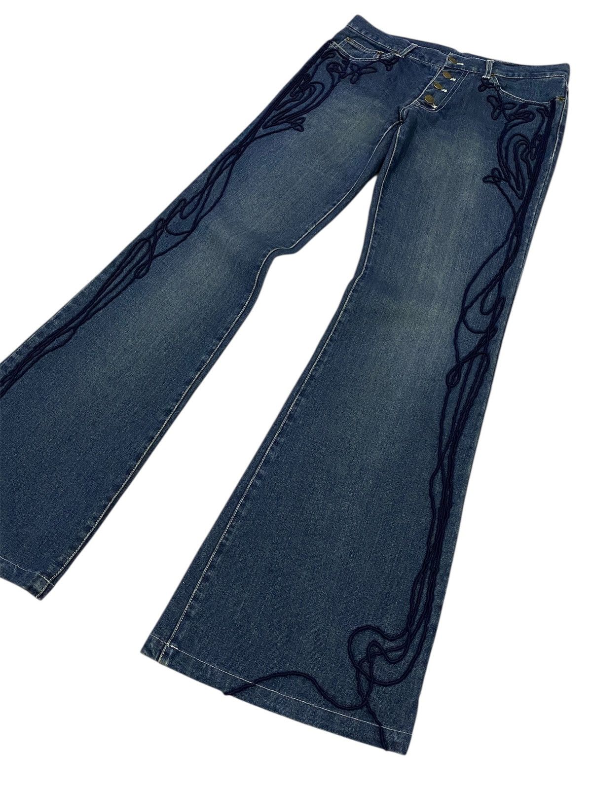 Tornado Mart 💃Tornado Mart Embroidery Tribal Denim Flare Jeans Size 30" / US 8 / IT 44 - 23 Thumbnail
