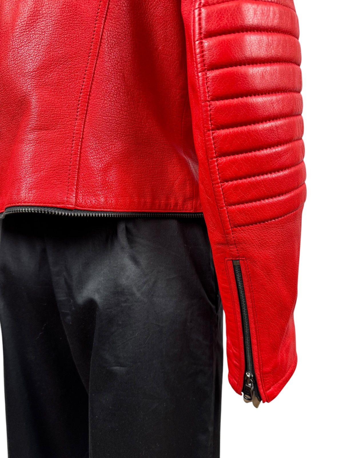Designer Punto Genuine Leather Biker Jacket Italy size US10 IT46 Size L / US 10 / IT 46 - 12 Thumbnail