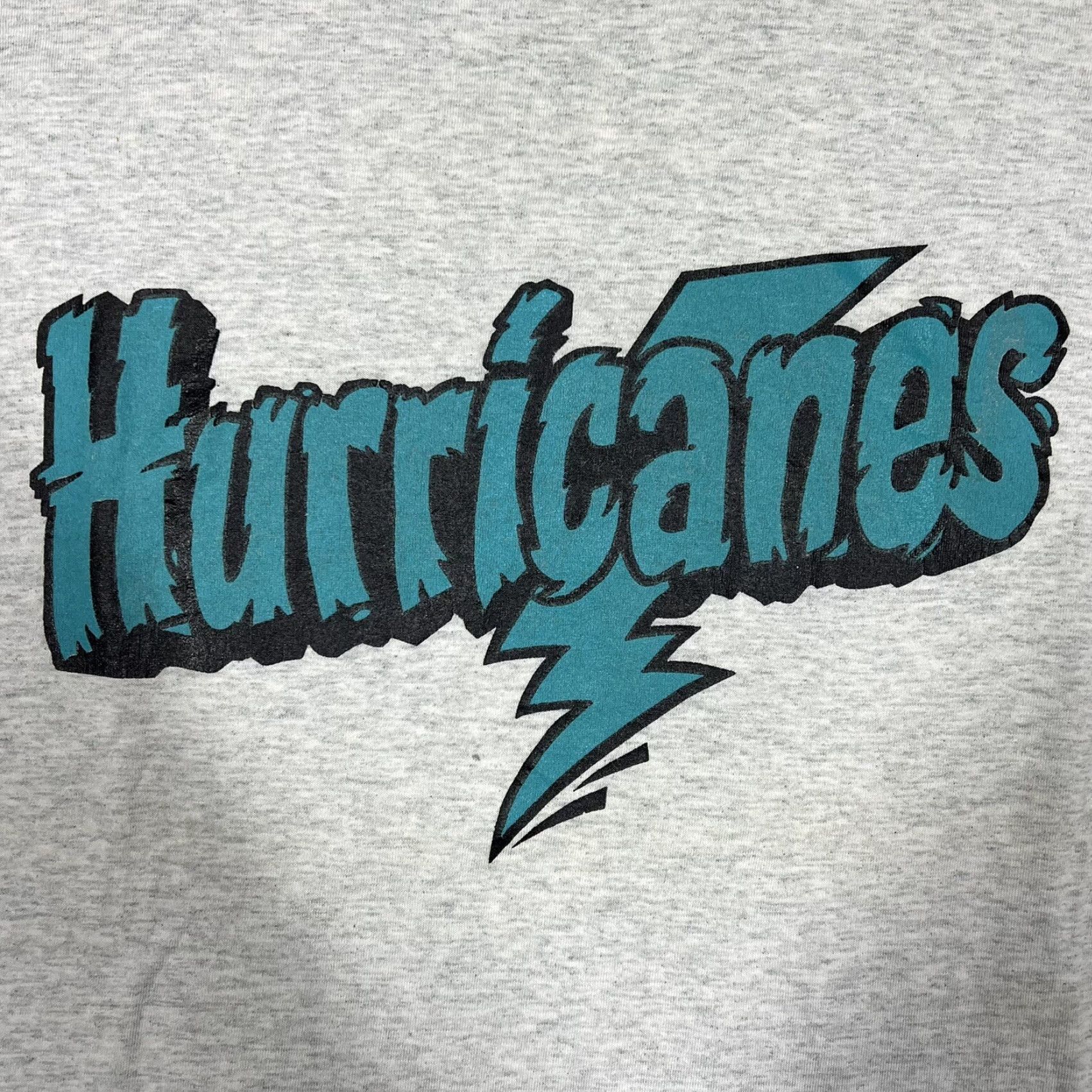 VINTAGE Hurricane 90s Graphic Tee Men’s XL Short Sleeve T-Shirt White Cotton Blend Logo Crew Neck Single Stitch Mens Short Sleeve Tee