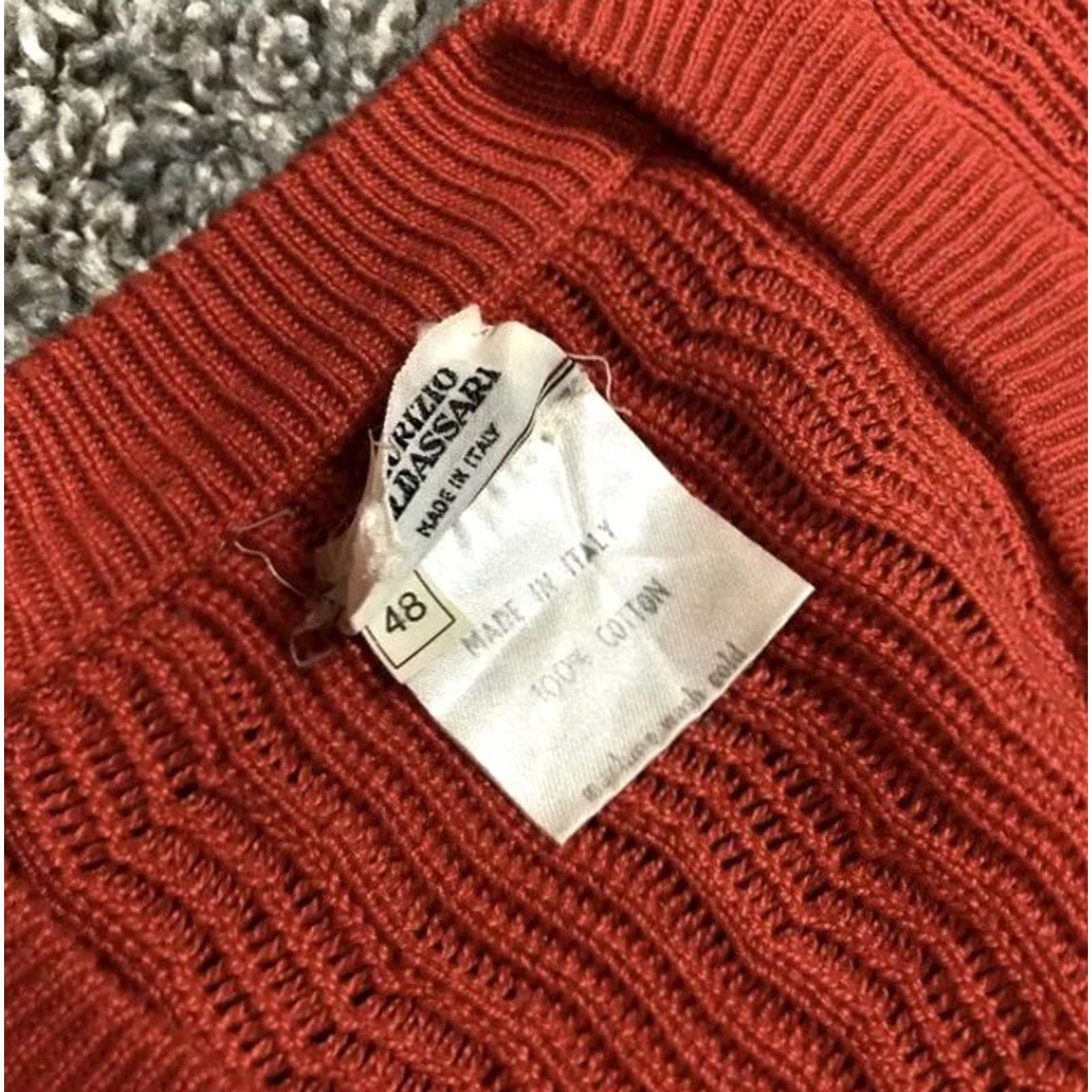 Vintage VINTAGE Maurizio Baldassari Red Knit Sweater Men’s Medium Made In Italy Cotton Shirt Size US M / EU 48-50 / 2 - 7 Thumbnail