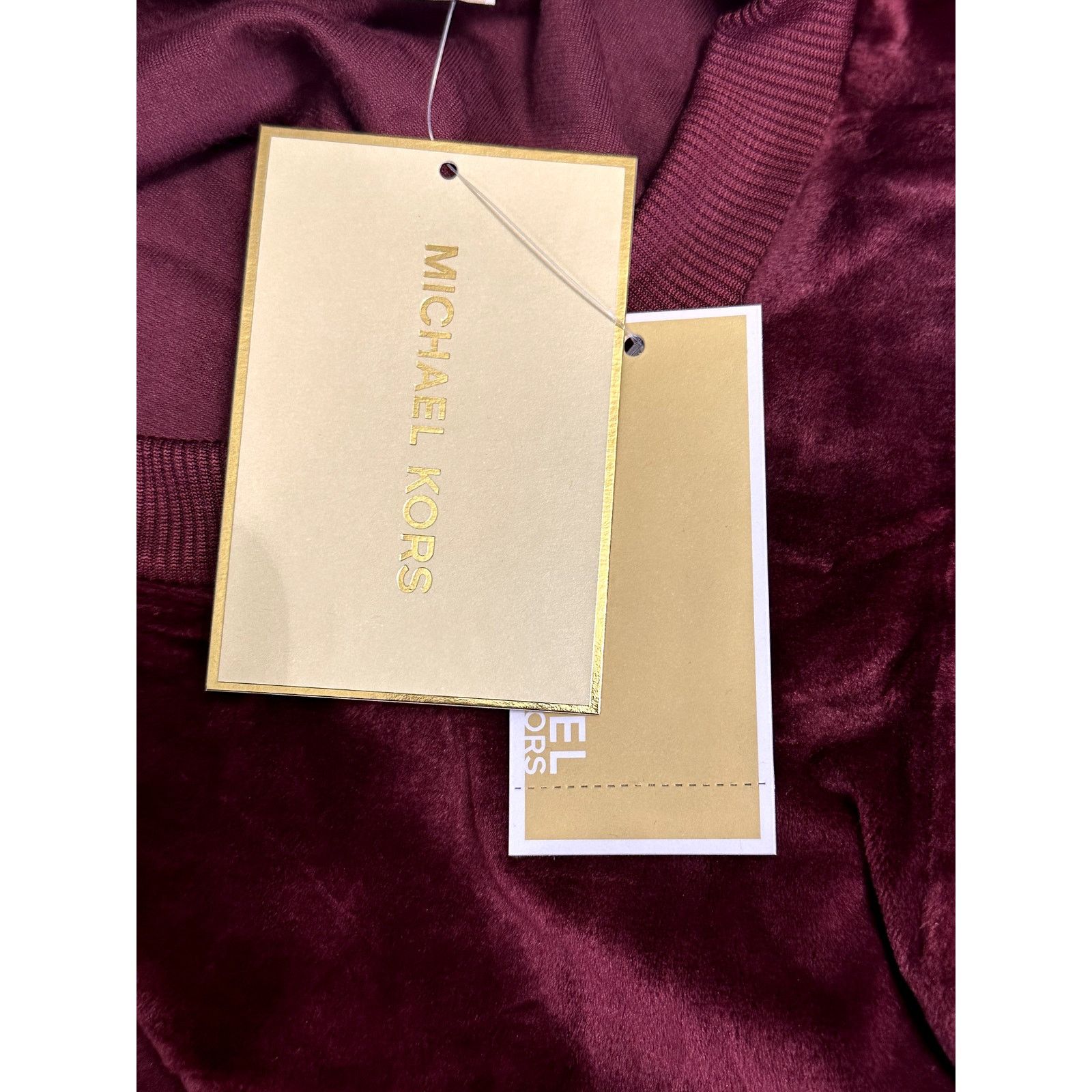 Michael Kors Michael Kors Cold Shoulder Top Slitted Velour Burgundy M NWT Size M / US 6-8 / IT 42-44 - 8 Thumbnail