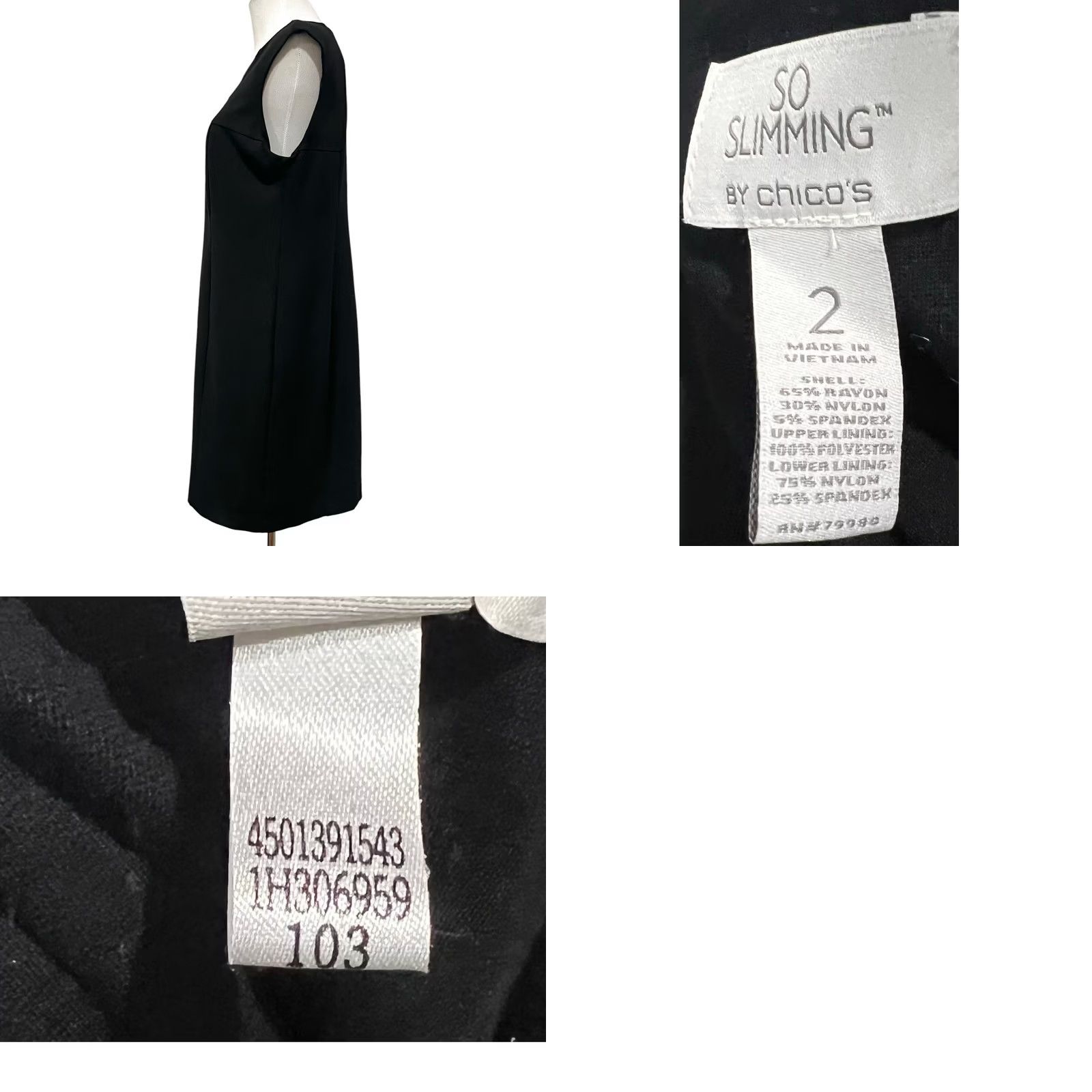 Vintage Chico’s So Slimming Jackie Sheath Dress Black Size 12 Classic Hidden Shaping Knee Length Womens Slimming Dress Size XL / US 12-14 / IT 48-50 - 8 Thumbnail