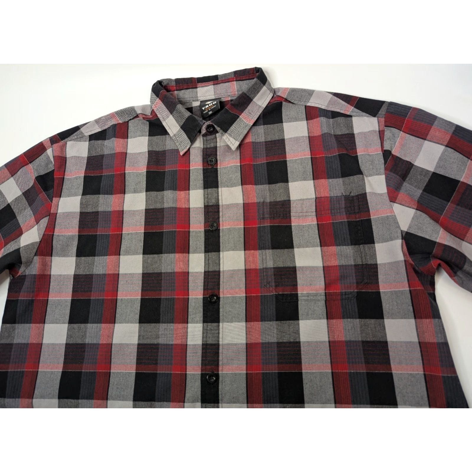 Vintage Yago Shirt Button-Up Plaid Grey Red 3XL Short Sleeve Mens Casual Workwear Urban Streetwear Size US XXL / EU 58 / 5 - 2 Thumbnail