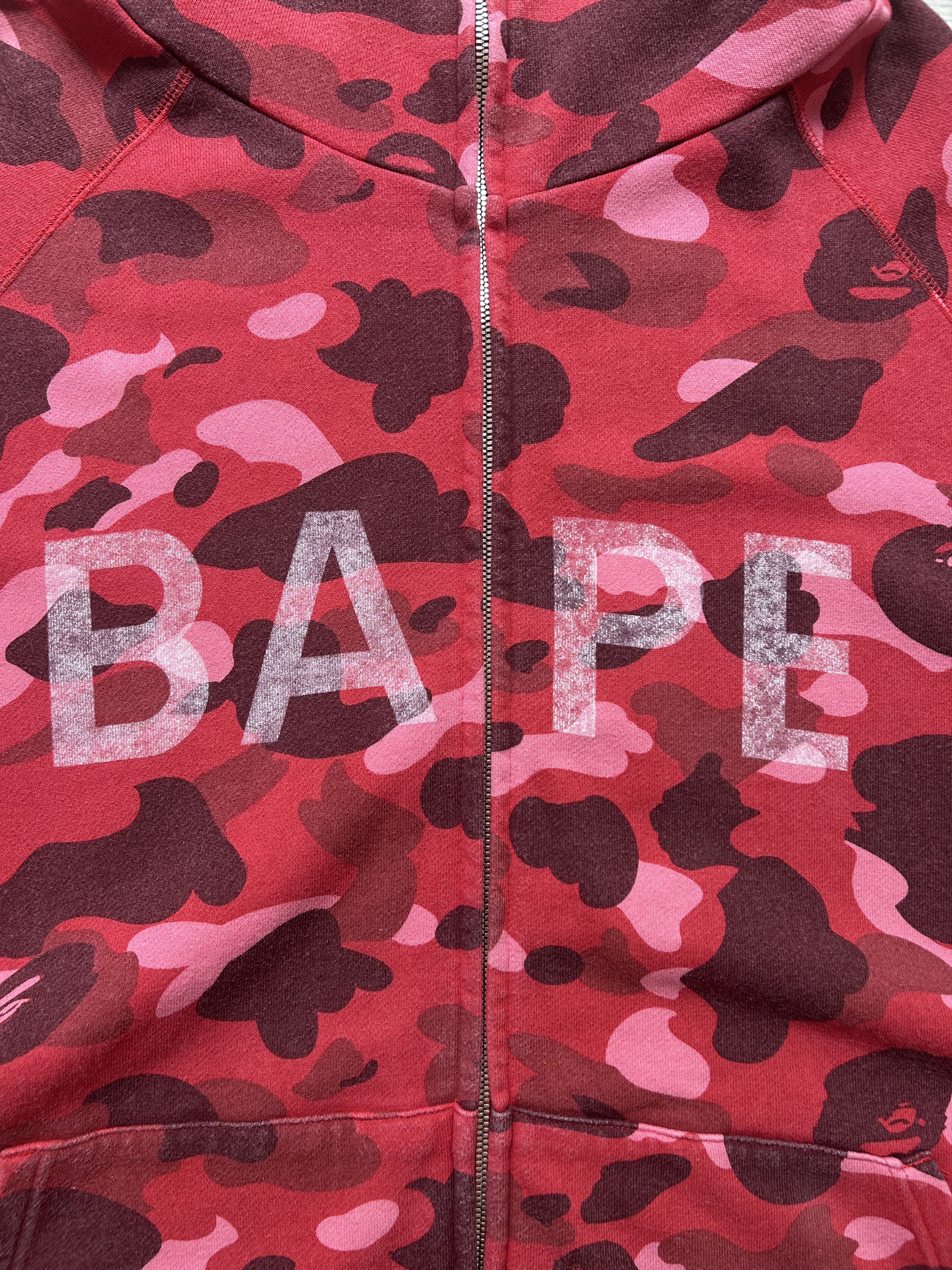 Bape A BATHING APE 1ST RED CAMO SPELLOUT FULLZIP HOODIE [Size XL] Size US XL / EU 56 / 4 - 2 Thumbnail