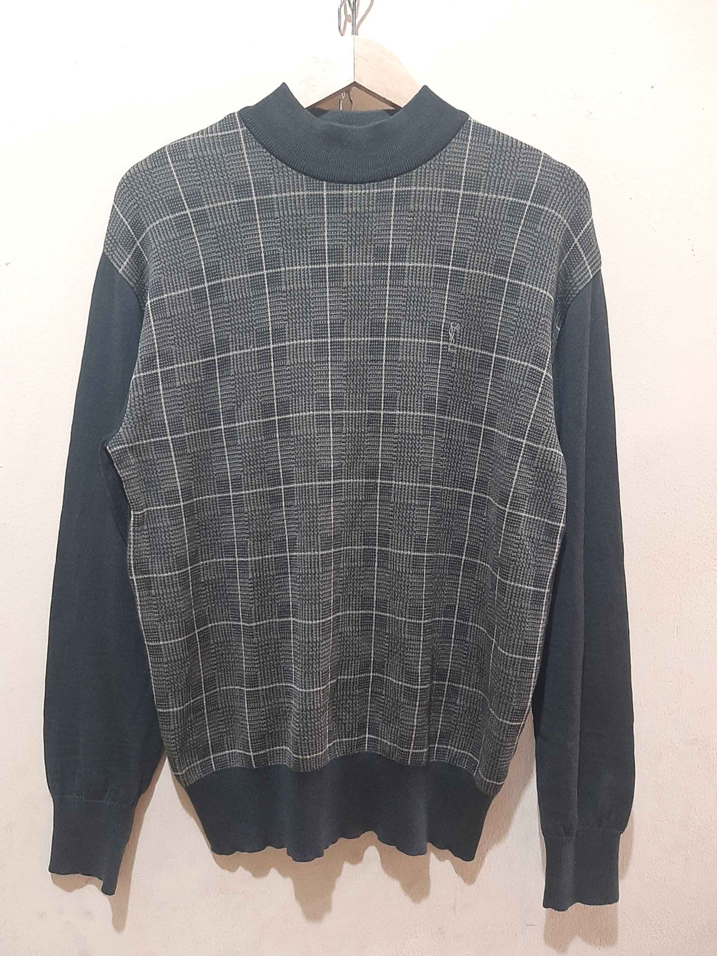 Yves Saint Laurent Yves Saint Laurent Ysl Pour Homme Plaid Turtle Neck Knit Size US L / EU 52-54 / 3 - 2 Thumbnail