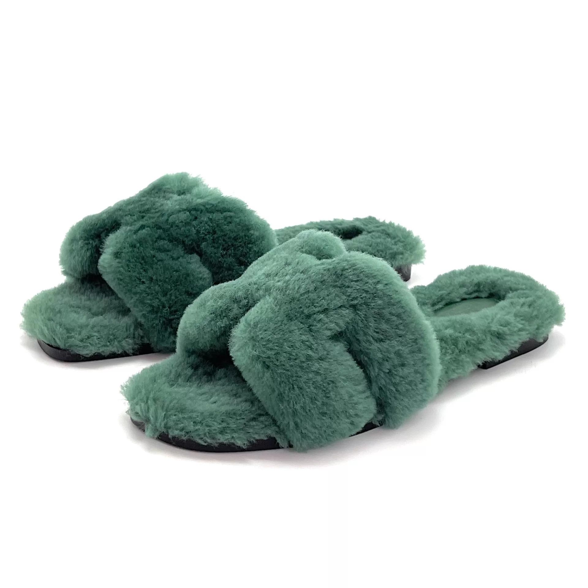 Hermes HERMES Oran H Fur Slippers 37.5 Size US 7 / IT 37 - 4 Thumbnail