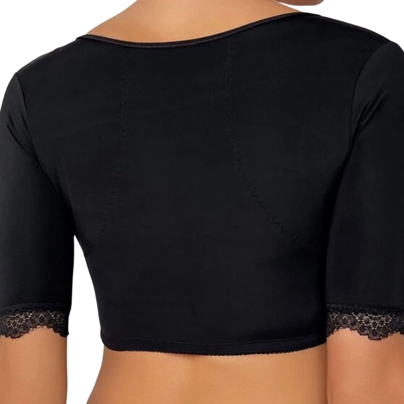 Shein Buckle Front Lace Trim Shapewear Arm Slimming Top, Size M Size ONE SIZE - 3 Thumbnail