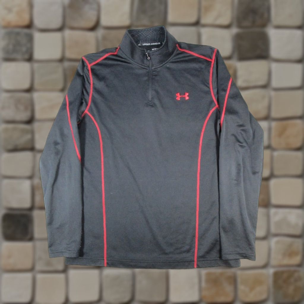 Under Armour Under Armour Sweatshirt Mens Large Black Red Coldgear Running Quarter Zip Size US L / EU 52-54 / 3 - 1 Thumbnail