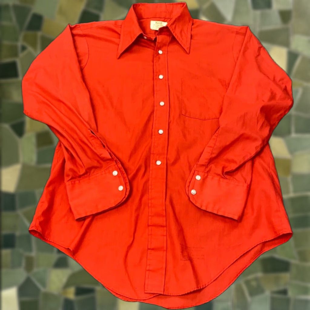 Arrow arrow Kent Collection Mett II Shirt Mens Large Red Long Sleeve Button Up 70s Size US L / EU 52-54 / 3 - 1 Thumbnail