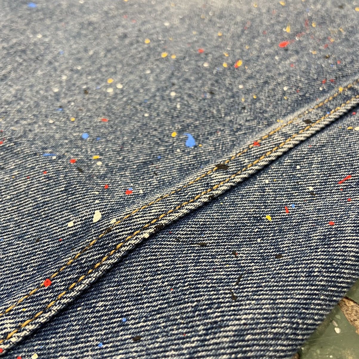 Vintage Vintage 1990s Paint Splatter Blue Denim Jeans Size US 34 / EU 50 - 5 Thumbnail
