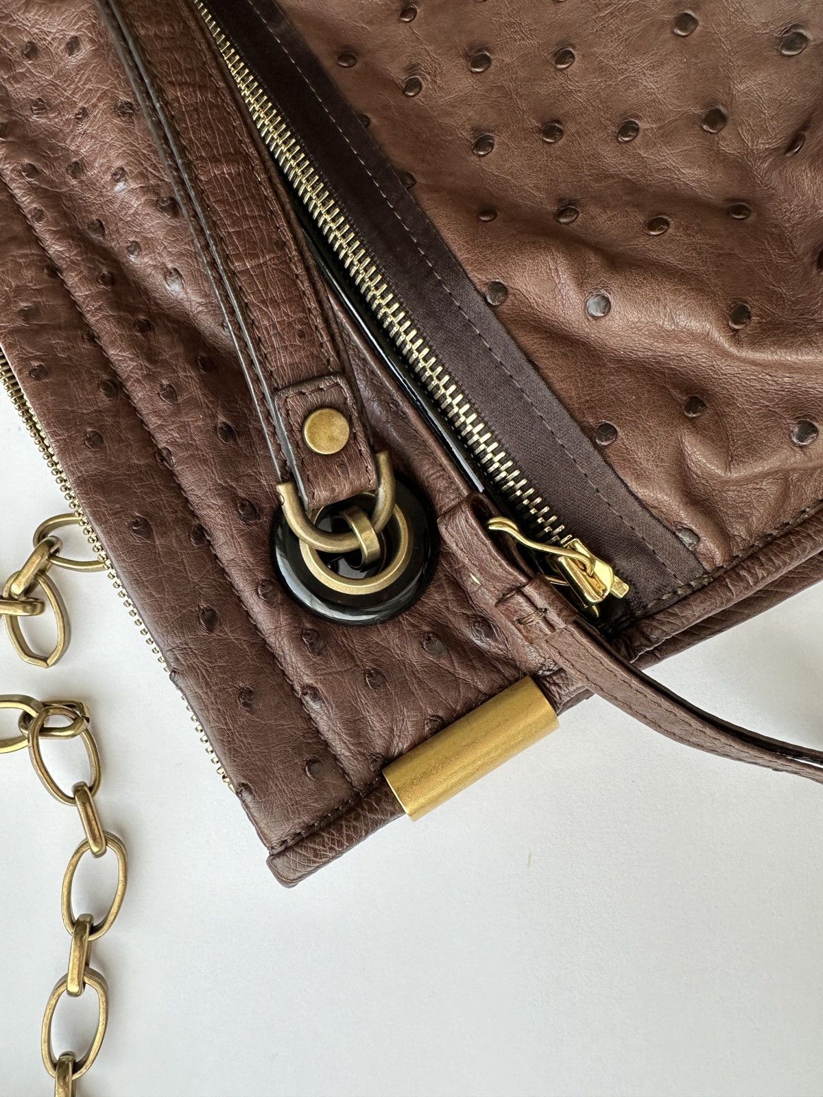 Lanvin Lanvin Amalia Ostrich Handbag Brown Retail $6000 Excellent Size ONE SIZE - 4 Thumbnail