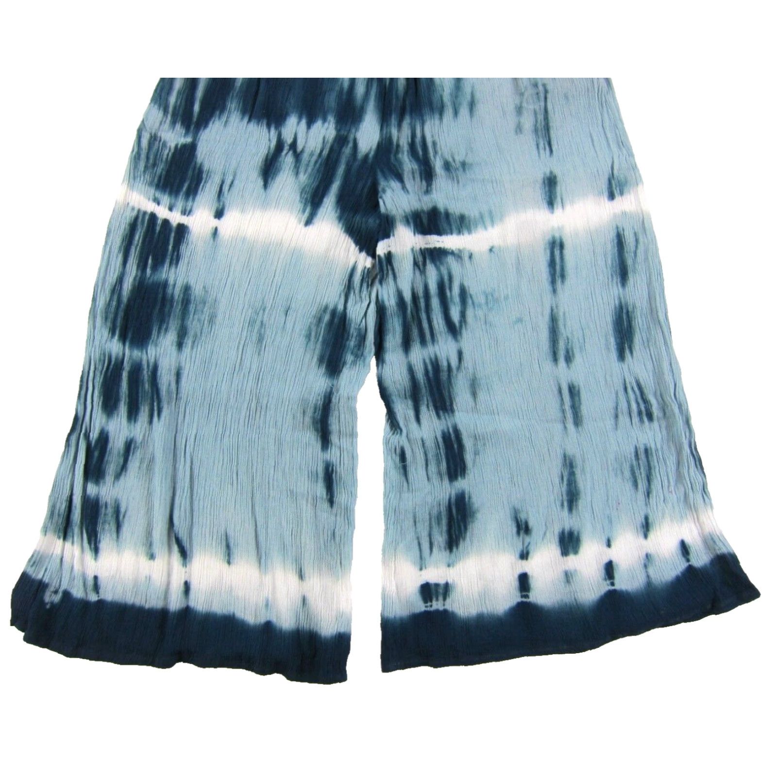 Vintage Swimsuits For All Rayon Blue White Tie Dye Strapless Wide Leg Jumpsuit 10/12 Size 32" / US 10 / IT 46 - 5 Thumbnail