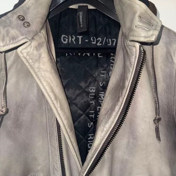 Gray Hooded Long Leather Jacket/, Men's (Size S) — image 2 of 6