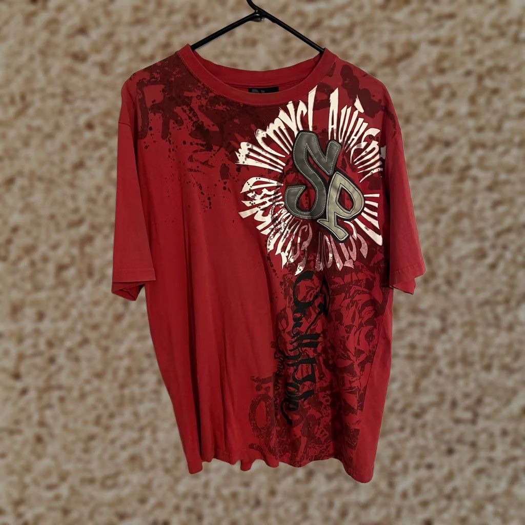 Southpole VINTAGE Southpole Red Graffiti Leather Logo T-Shirt Men's XLarge Size US XL / EU 56 / 4 - 1 Thumbnail