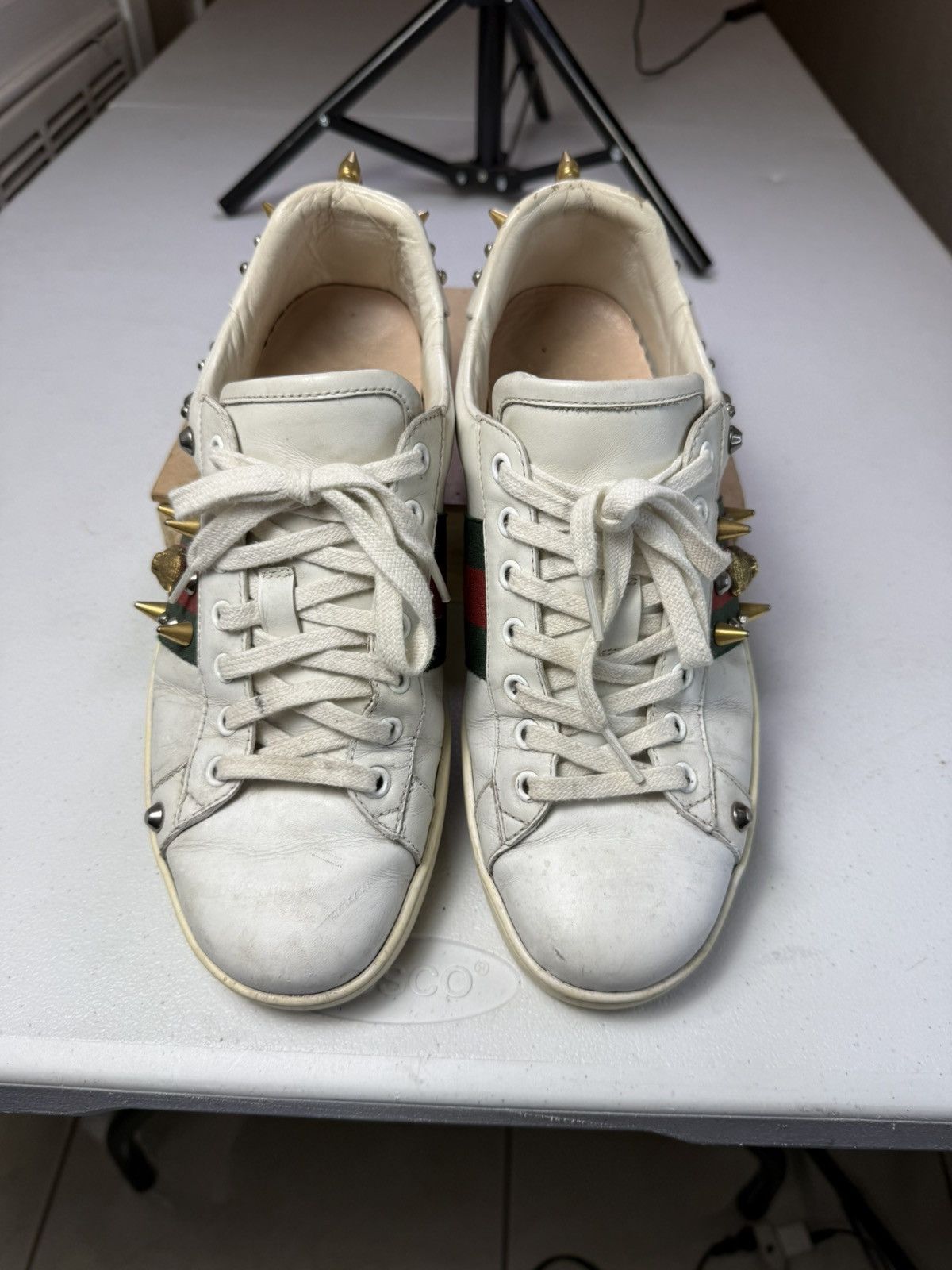 Gucci Gucci Sneakers White with Web and Studs Sz 7.5 G / US 8.5 Size US 7.5 / EU 40-41 - 3 Thumbnail