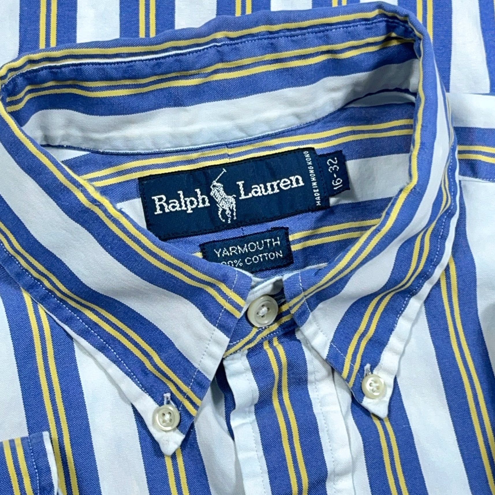 Ralph Lauren Ralph Lauren Button-Up Shirt Mens L Blue Yellow Striped Cotton Oxford Decorative Logo Button-Down Linen? Size US L / EU 52-54 / 3 - 4 Thumbnail