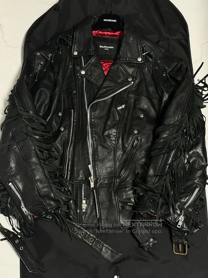 Balenciaga Balenciaga Fringed Leather Jacket Size US S / EU 44-46 / 1 - 2 Thumbnail