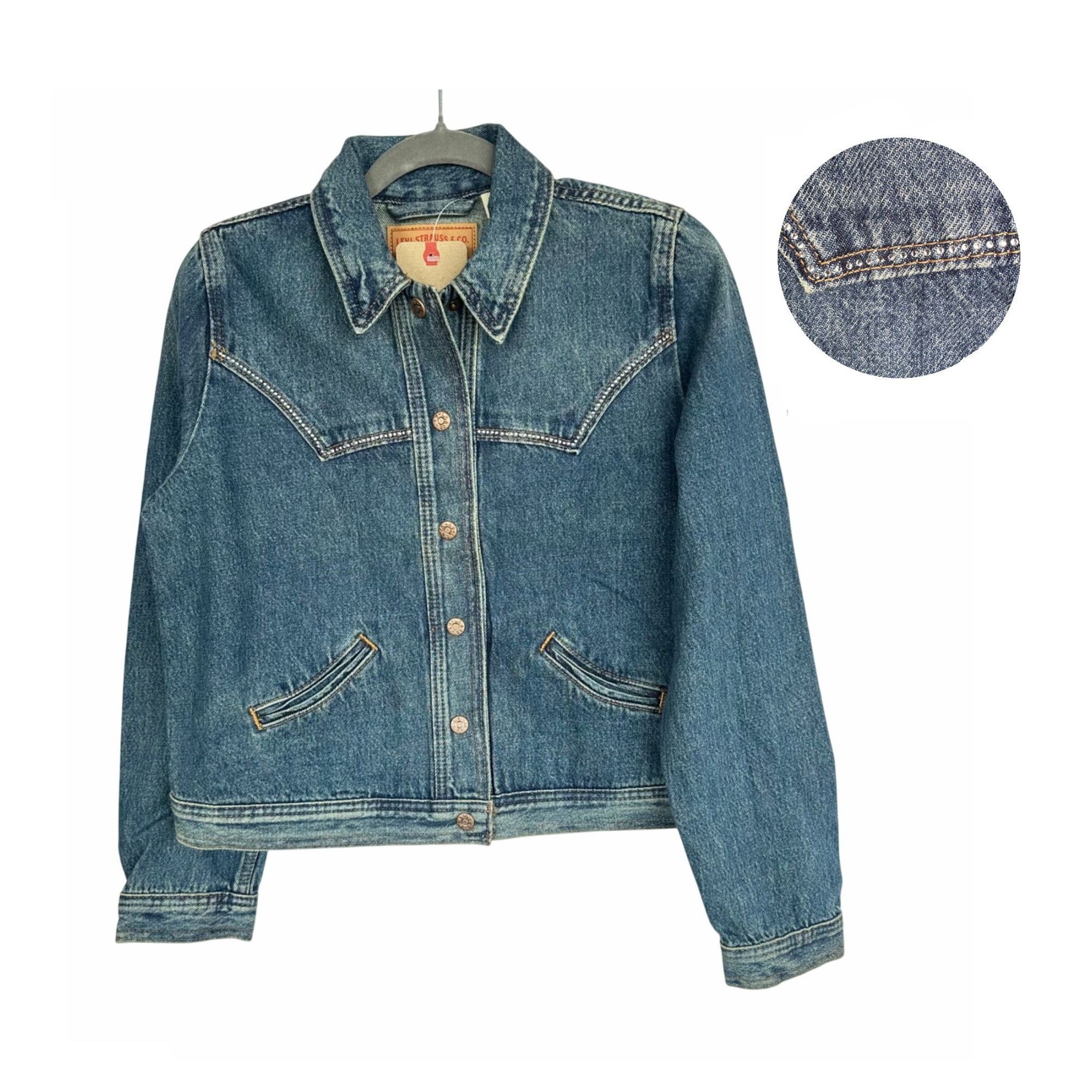 Levi's Vintage Denim Original Trucker Jacket Rhinestone Sz M Button Size M / US 6-8 / IT 42-44 - 1 Thumbnail