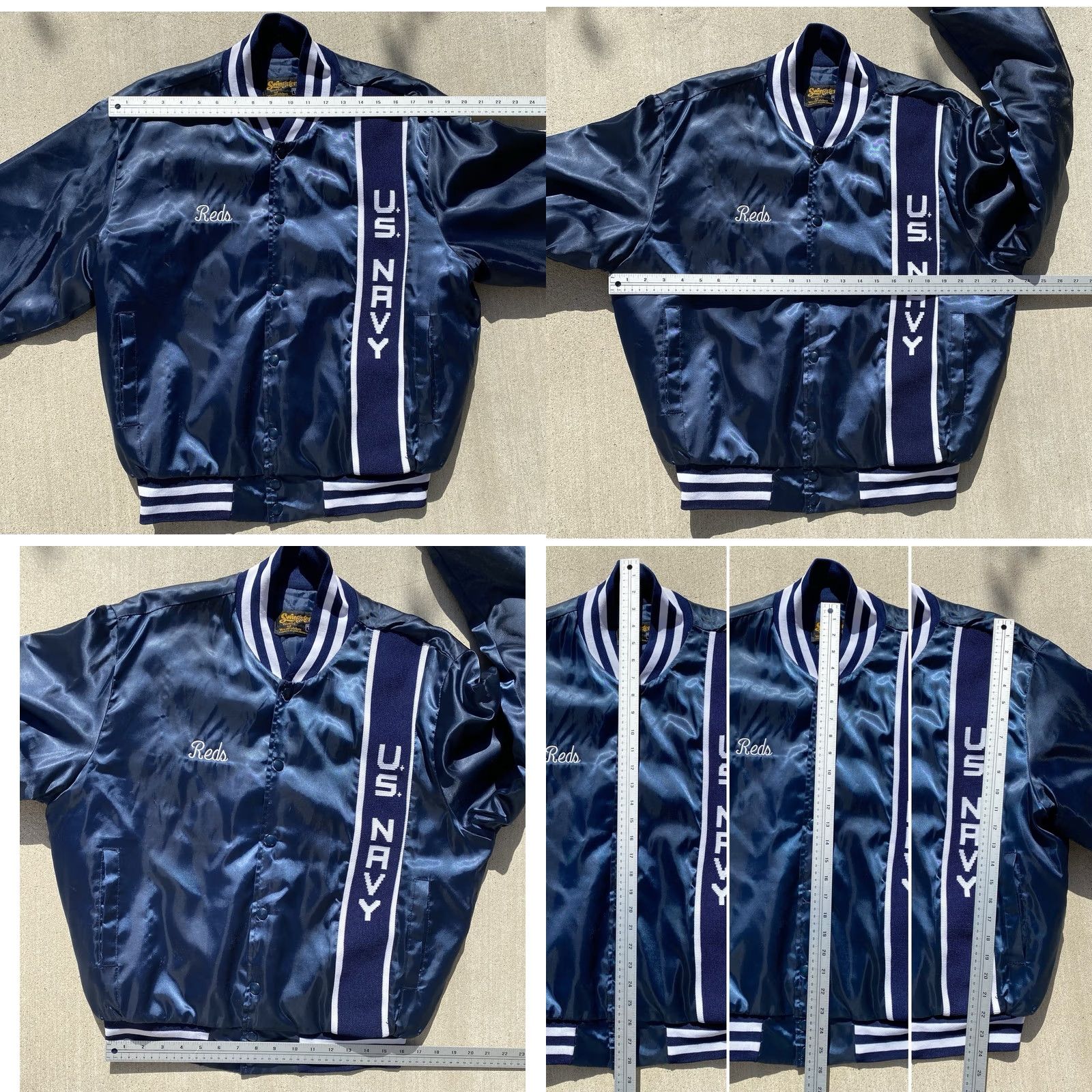 Vintage VINTAGE Swingster Jacket Mens L Red Satin Varsity Embroidered US Navy Reds VFW 9619 Snap Front Knit Ribbed Accent Size US L / EU 52-54 / 3 - 11 Thumbnail