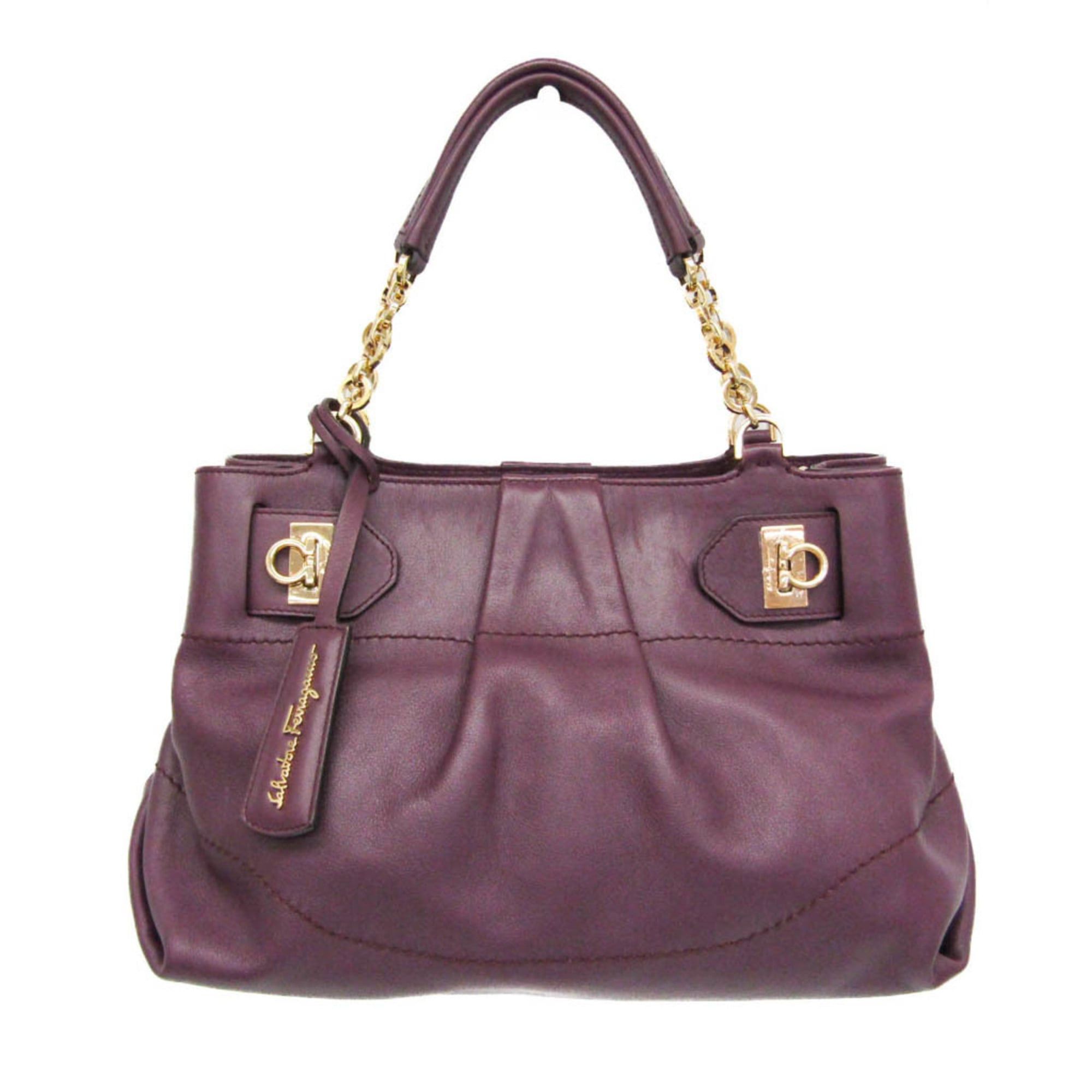 Salvatore Ferragamo Salvatore Ferragamo Gancini EE-21 D477 Women's Leather Handbag,Shoulder Bag Purple Size ONE SIZE - 1 Thumbnail
