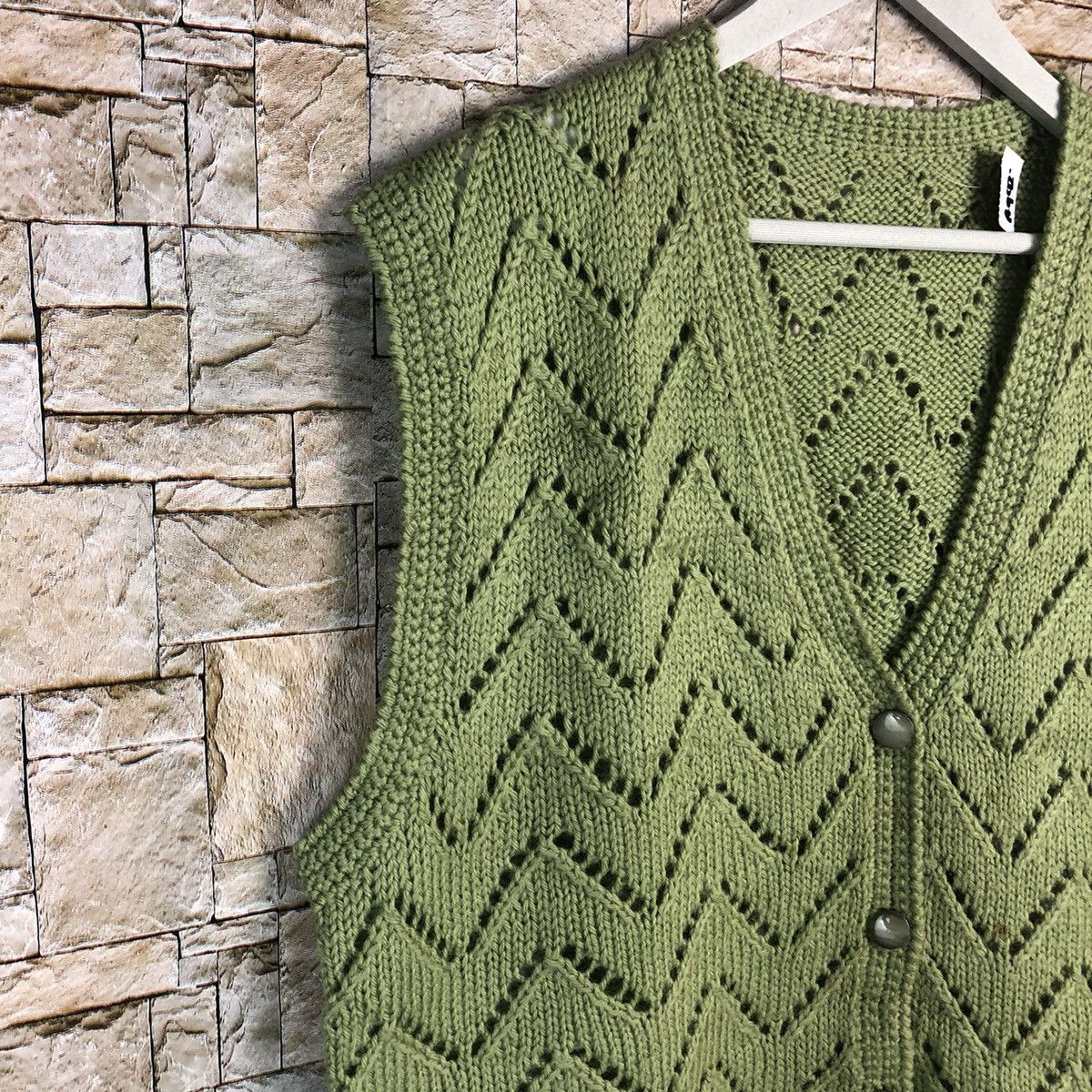 Homespun Knitwear × Japanese Brand × Vintage Japanese Brand Green Vest vintage crochet #A942 Size M / US 6-8 / IT 42-44 - 7 Thumbnail