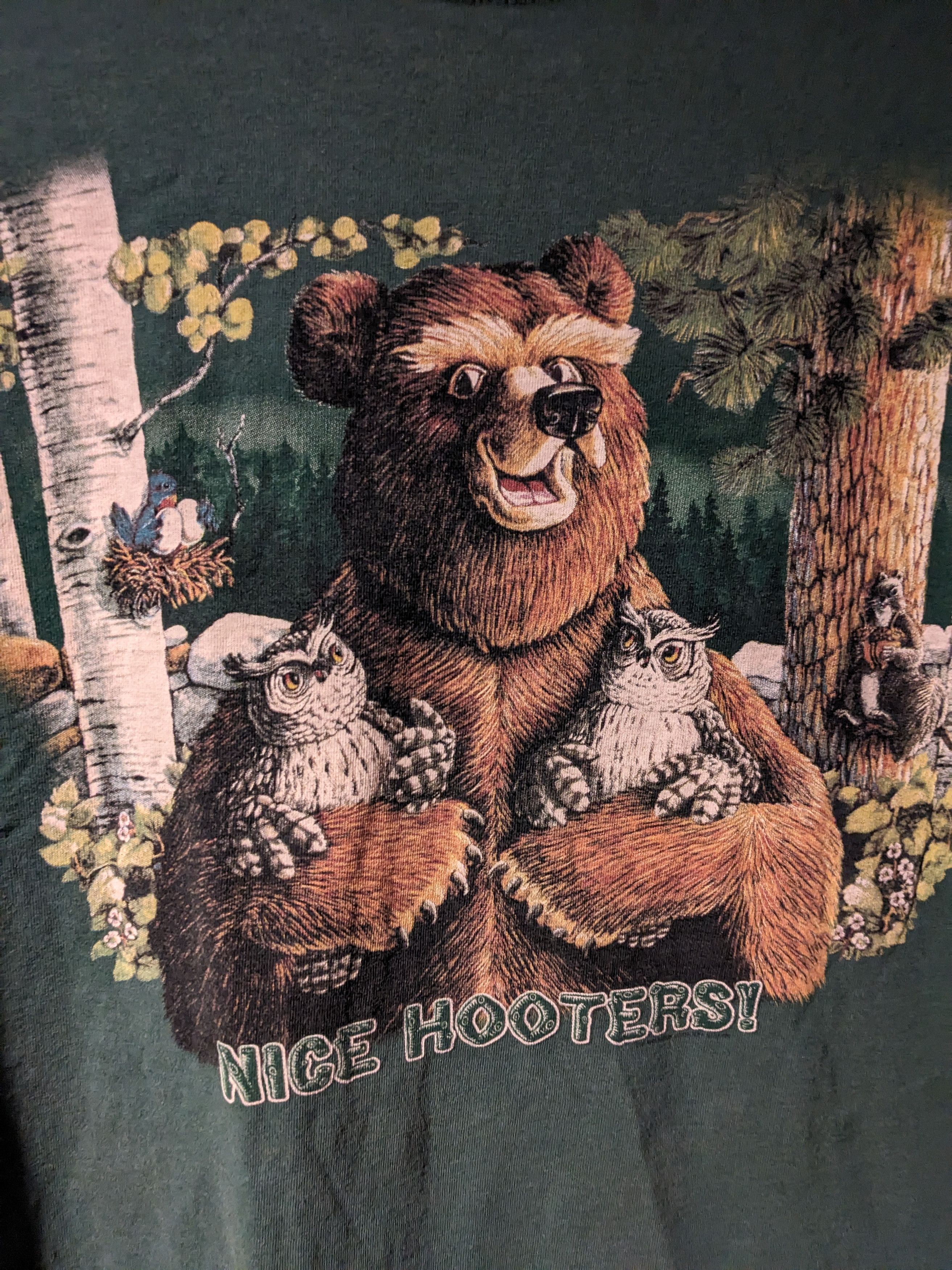 The Mountain × Vintage Vintage 2005 The Mountain Bear Nice Hooters Owl T-Shirt Size US XL / EU 56 / 4 - 2 Thumbnail