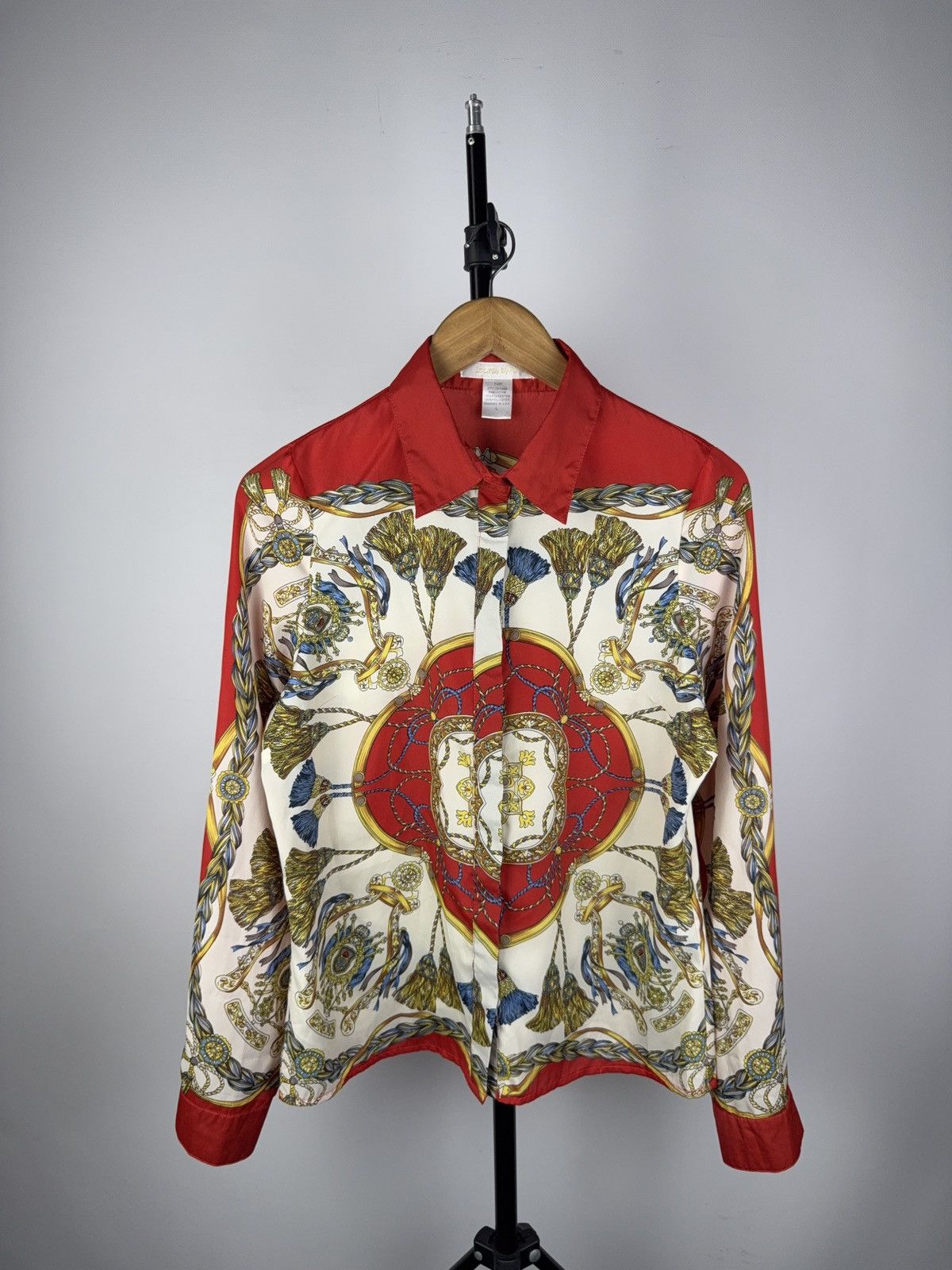 Vintage Sexy Barocco Avant Garde Retro Mesh Top Blouse 90s USA Y2k Size L / US 10 / IT 46 - 1 Thumbnail