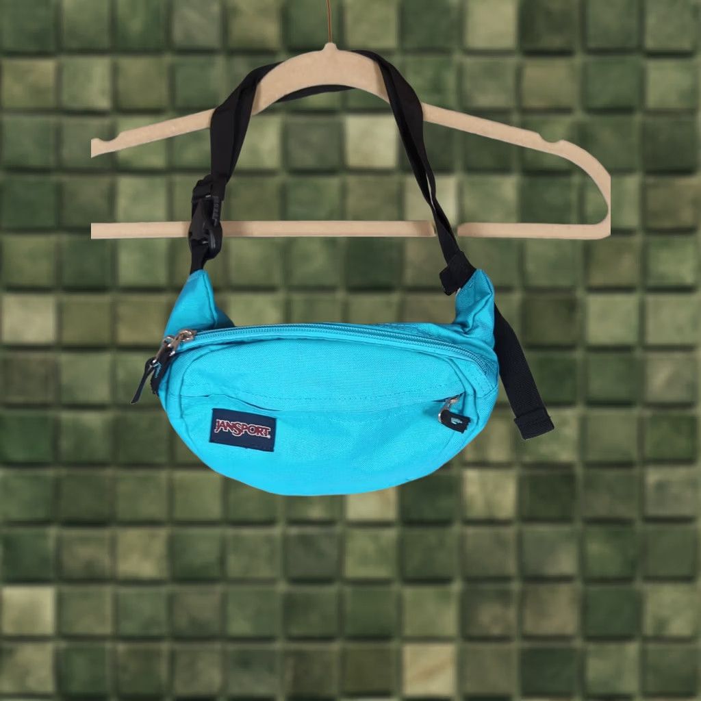Jansport JanSport Aqua Blue Waist Fanny Pack Bag Crossbody Zip Pocket Adjustable Strap OS Unisex Adults Small Matte Nylon Lining 90s Outdoor Sports Size ONE SIZE - 1 Thumbnail