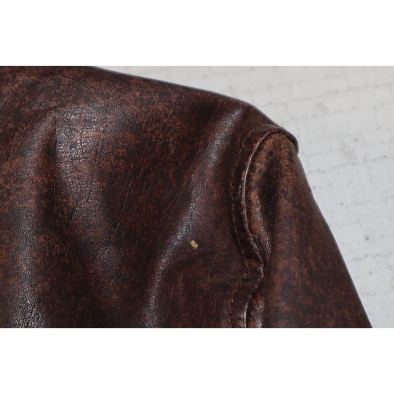 Vintage Vtg 70s Raffaelo Brown Leather Flight Bomber Jacket Sz 46 Size US L / EU 52-54 / 3 - 17 Thumbnail