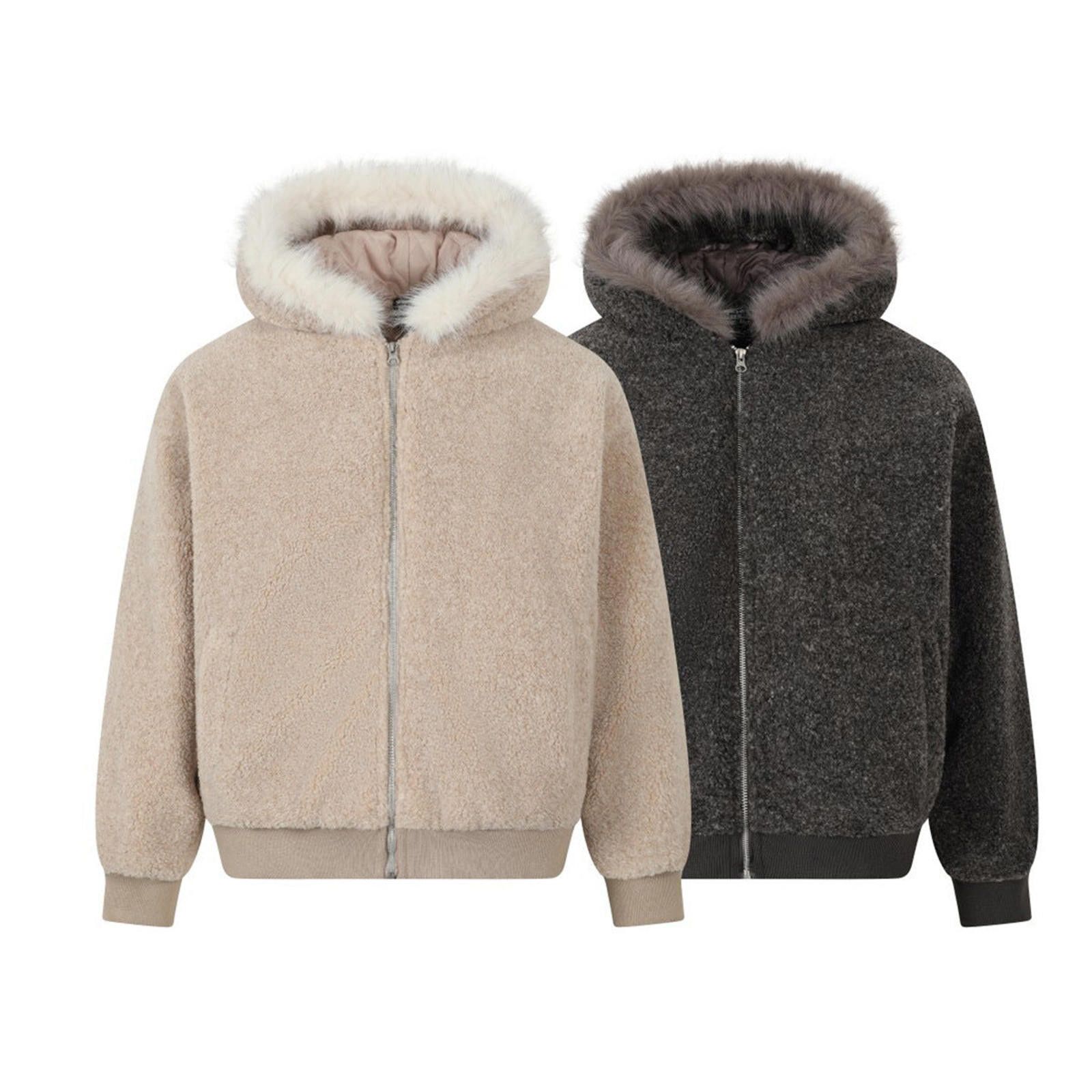 Japanese Brand Gray Faux Fur Hooded Teddy Jacket, Cozy Winter Outerwear Size US M / EU 48-50 / 2 - 5 Thumbnail
