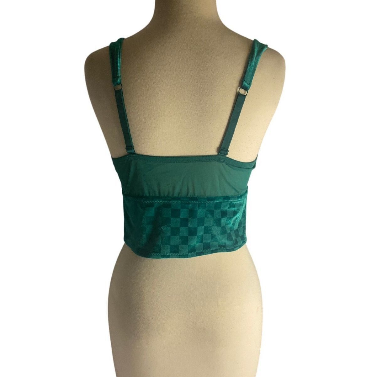 Other Colsie Green Checkerboard Crop Tank Top Large Y2K Streetwear Size L / US 10 / IT 46 - 5 Thumbnail