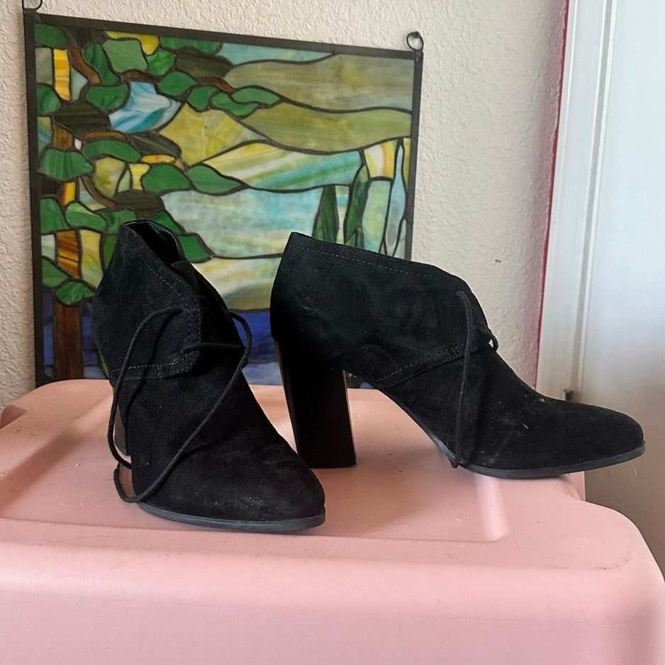 Franco Sarto franko sarto black lace up loafer heels shoes Size US 9 / IT 39 - 1 Thumbnail