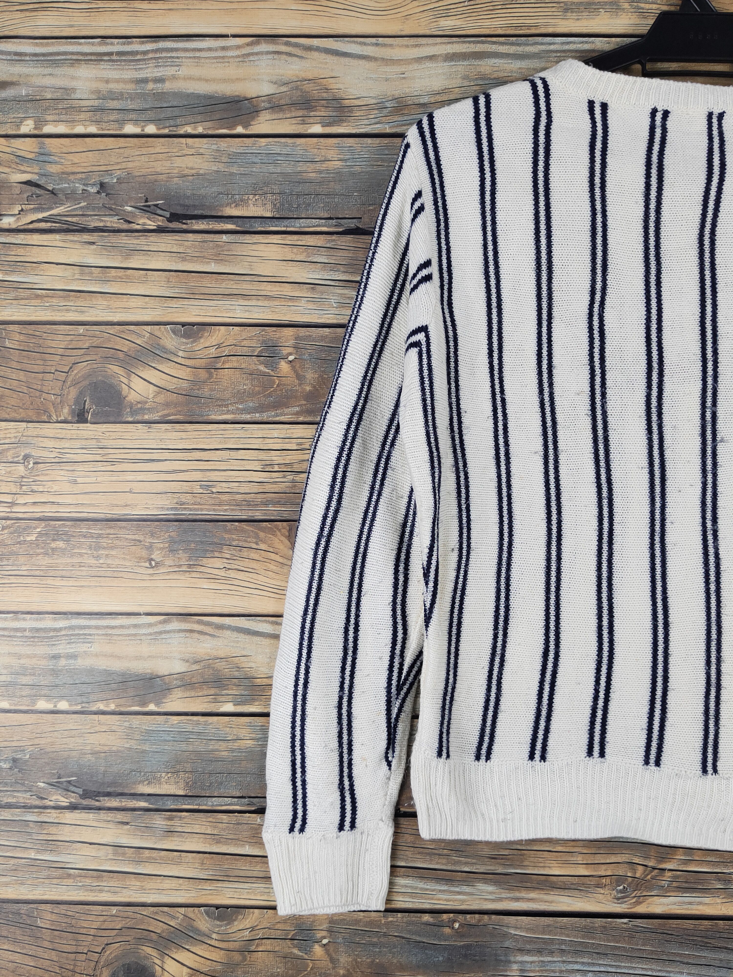 Homespun Knitwear × Japanese Brand × Vintage Pinklatte Cream Navy Stripe Knitwear Sweatshirts #W1682 Size XS / US 0-2 / IT 36-38 - 8 Thumbnail