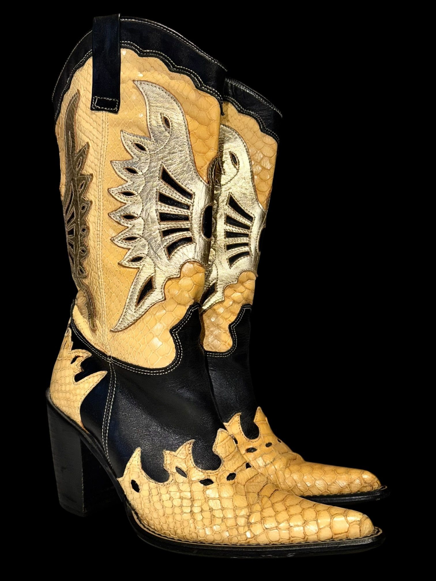 Other Vintage Python Embossed Leather Western Cowboy Boots Size US 6 / IT 36 - 1 Thumbnail