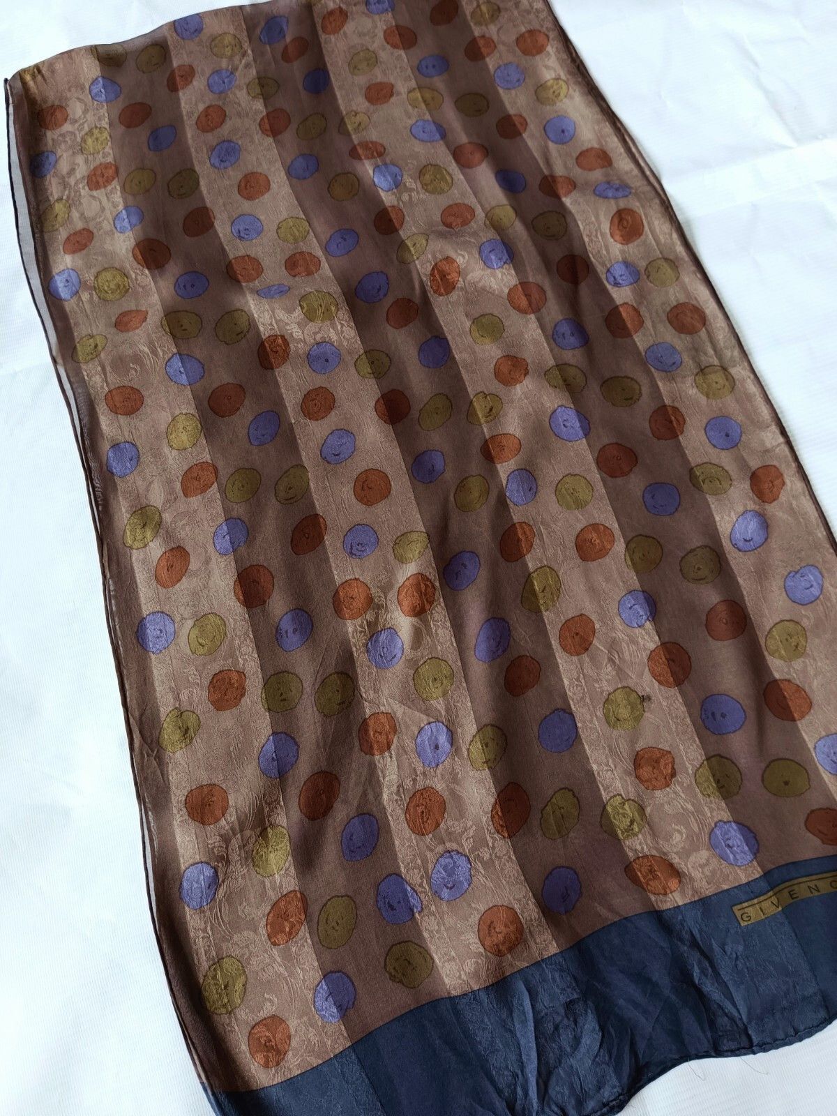 Givenchy GIVENCHY PARIS Monogram Geometric Polka Dots Long Silk Scarf Size ONE SIZE - 1 Thumbnail